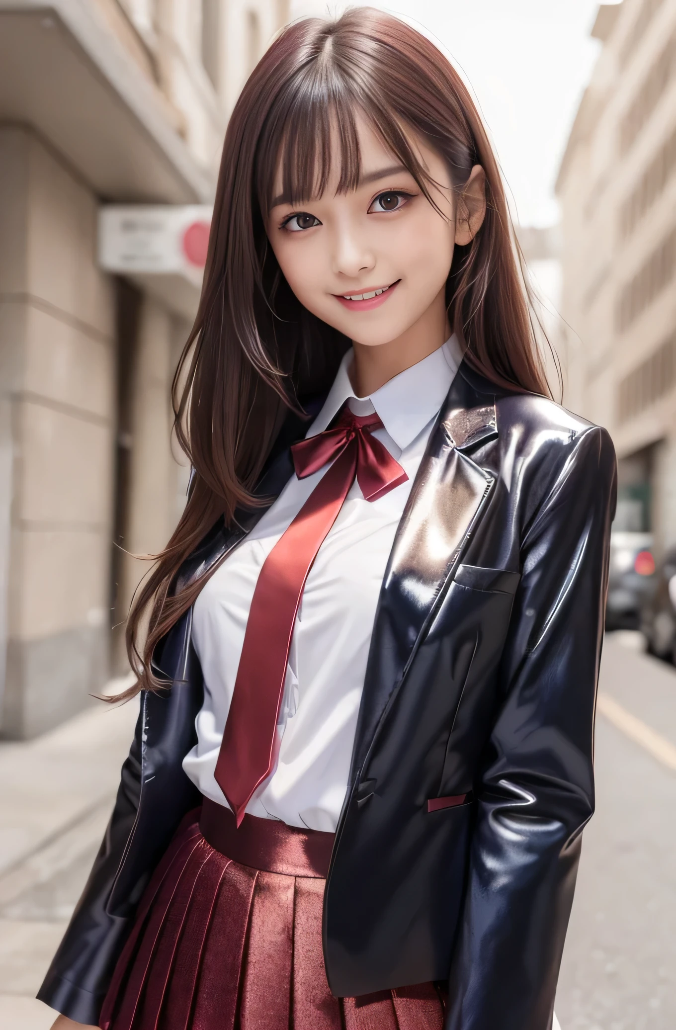 Angelic Very pretty cute young girl,
very beautiful girl,
(V-line jaw),
Beautiful detailed brown eyes,
small straight nose,small mouth,
Detailed double eyelids,
(Large eyes:1.3),
Long straight brown hair,
see-through bangs,
beautiful detailed face and eyes,
smiling, in the street,
BREAK
(super shiny metallic dark red blazer:1.5),metallic pearl white school blouse,(shiny metallic bright red neck ribbon tie:1.2),(super shiny metallic dark blue pleated skirt :1.5),(school uniform with super reflective surfaces:1.5),
(Very beautiful cute girl:1.2),
Very pretty cute young girl,
V-line jaw,
Beautiful detailed eyes,
very beautiful girl,
Detailed double eyelids,
(Large eyes:1.3),
Long straight brown hair,
see-through bangs,
beautiful detailed face and eyes,
smiling,
break
(Very beautiful cute girl, Beautiful detailed eyes, Detailed double eyelids:1.3),
(Soft Saturation: 1.3),
(Fair skin: 1.4),
(Large eyes:1.4),
break
Very beautiful cute girl,
Sharp Focus,
brown hair,
Very beautiful cute girl,
Raw photo,
High resolution,
perfect detail,
Professional Photography, Professional Lighting,
strong lighting,
break
(smile:1.6),(10 yo:1.3)