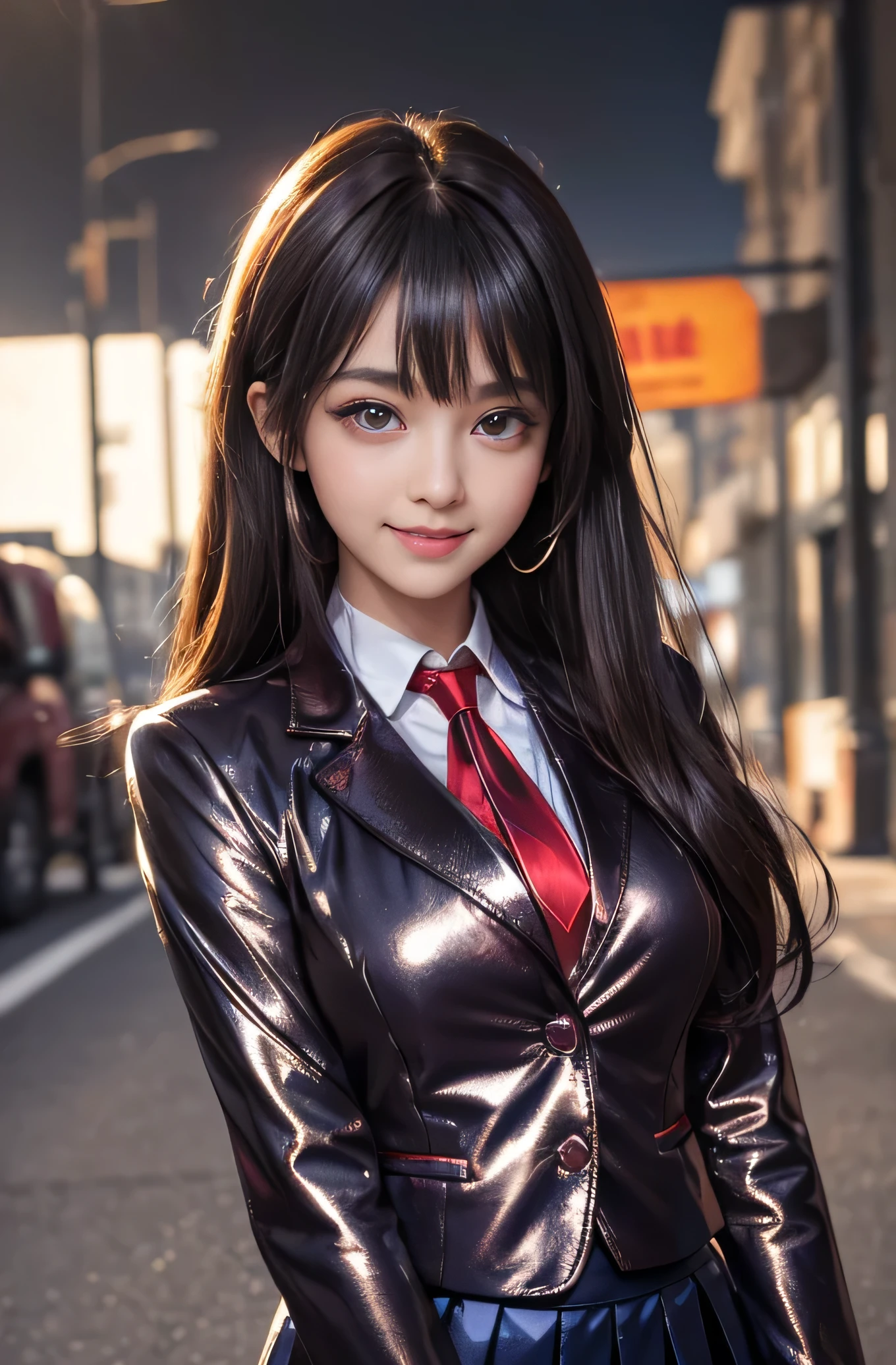 Angelic Very pretty cute young girl,
very beautiful girl,
(V-line jaw),
Beautiful detailed brown eyes,
small straight nose,small mouth,
Detailed double eyelids,
(Large eyes:1.3),
Long straight brown hair,
see-through bangs,
beautiful detailed face and eyes,
smiling, in the street,
BREAK
(super shiny metallic dark red blazer:1.5),metallic pearl white school blouse,(shiny metallic bright red neck ribbon tie:1.2),(super shiny metallic dark blue pleated skirt :1.5),(school uniform with super reflective surfaces:1.5),
(Very beautiful cute girl:1.2),
Very pretty cute young girl,
V-line jaw,
Beautiful detailed eyes,
very beautiful girl,
Detailed double eyelids,
(Large eyes:1.3),
Long straight brown hair,
see-through bangs,
beautiful detailed face and eyes,
smiling,
break
(Very beautiful cute girl, Beautiful detailed eyes, Detailed double eyelids:1.3),
(Soft Saturation: 1.3),
(Fair skin: 1.4),
(Large eyes:1.4),
break
Very beautiful cute girl,
Sharp Focus,
brown hair,
Very beautiful cute girl,
Raw photo,
High resolution,
perfect detail,
Professional Photography, Professional Lighting,
strong lighting,
break
(smile:1.6),(5 yo:1.3)