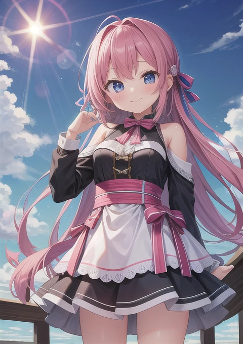 One girl, alone, smile,,, masterpiece, 最high quality:1.4,high quality, detailed,