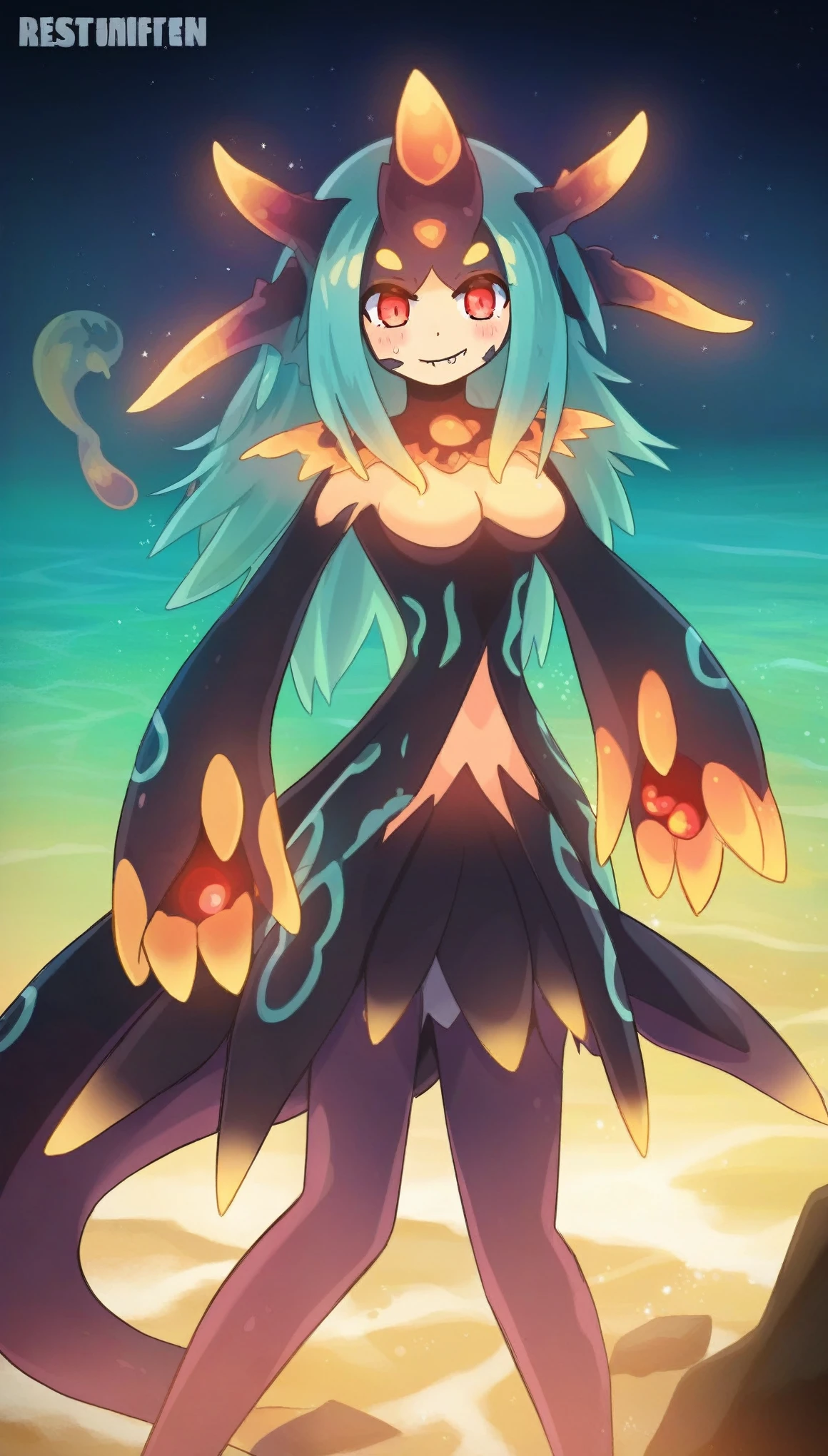 Best quality, Super detailed illustration, Warm colors, Ideal lighting, perfect detail ,cute sea monster girl
