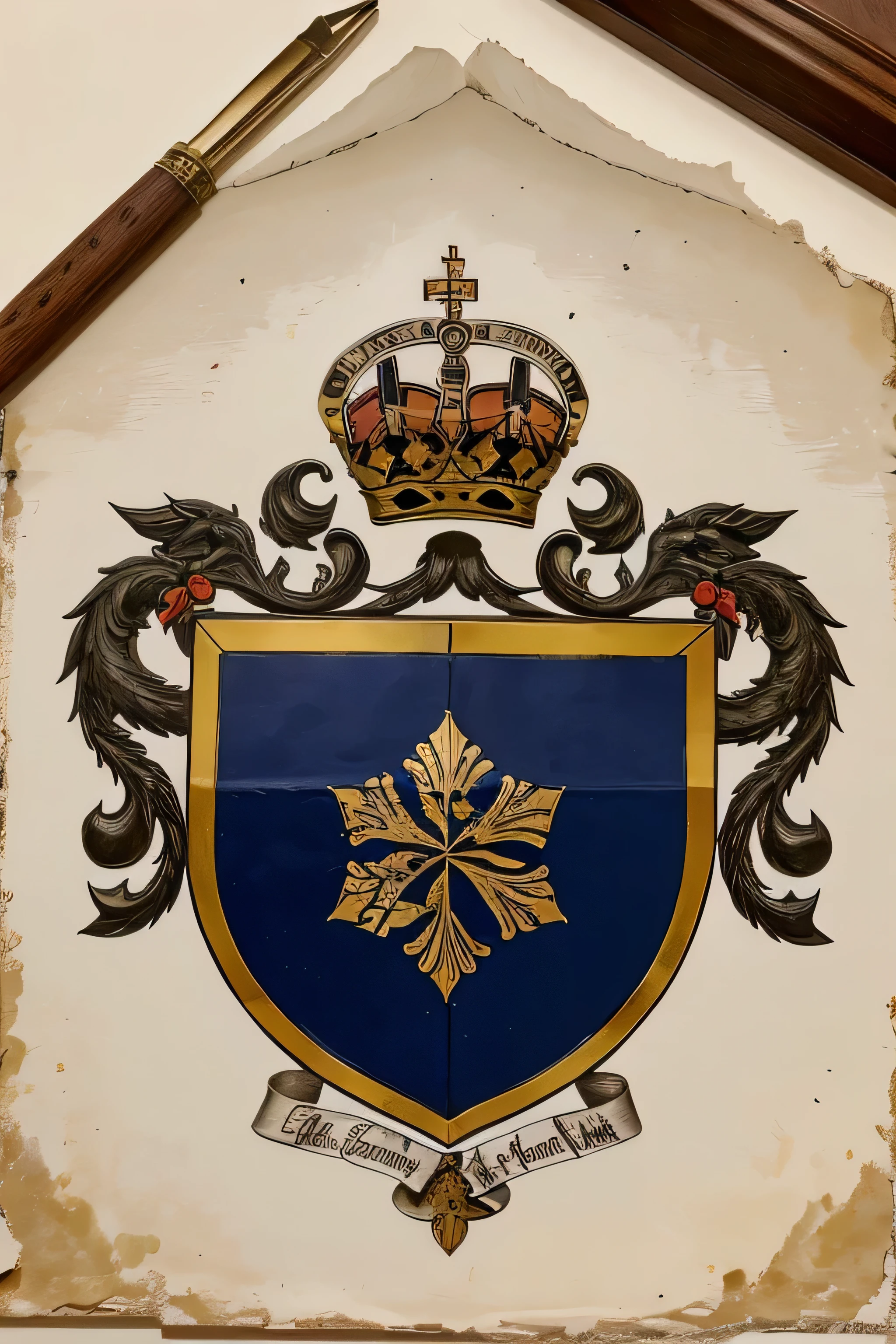 show the Fleury family coat of arms with better quality, Obra de arte, detalhado, a perfect image of the coat of arms, do not include a person's image, utilizar cores verde musgo, dourado e prata