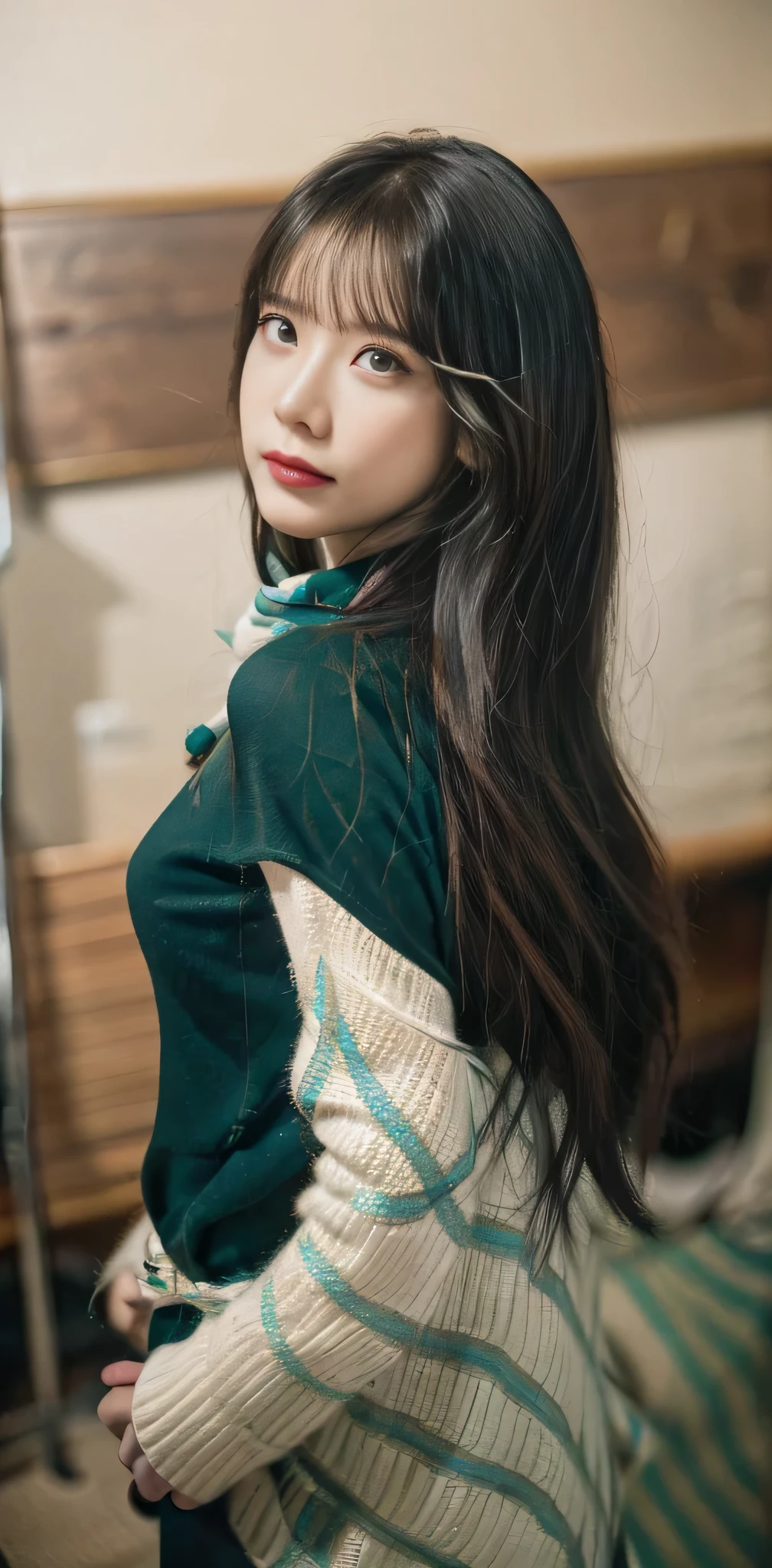 a woman in a blue dress with a long green scarf, beautiful character painting, snowing day, winter, a beautiful fantasy empress, by Yang J, style of artgerm, artgerm and ruan jia, extremely detailed artgerm, trending artgerm, artgerm. anime illustration, ruan jia and artgerm, inspired by Pu Hua, artgerm detailed