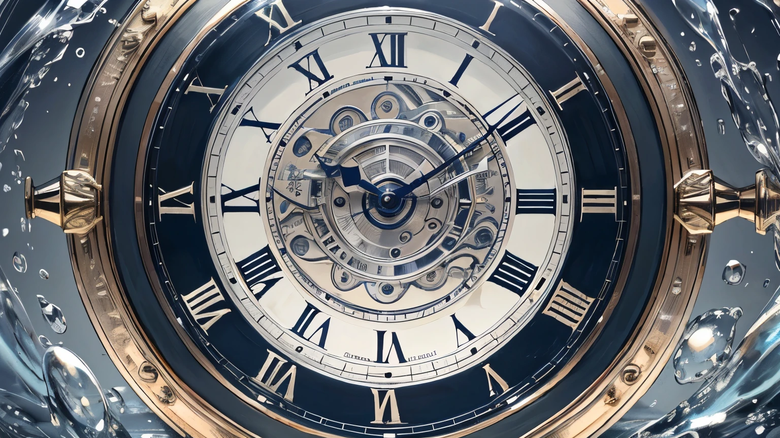 中心に大きなclock、masterpiece,High resolution,high quality,Very detailed, background, clock, big clock hands, Water bubbles,