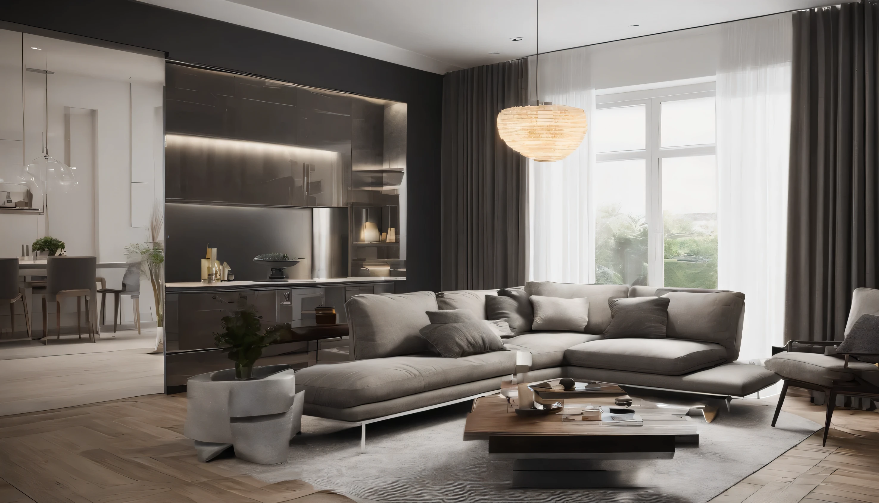 "Design a living room interior with the following specifications: * High-quality, detailed description * Extremely precise and beautiful * Wide range, encompassing the entire room * Includes interior design elements such as a: + Dark blue wallpaper + Thin blue curtains + One potted plant + Stand light * Simple decor, featuring a: + Sofa + Painting * Scenes of morning sunlight entering the room * Urban, modern, high-rise apartment-like atmosphere Please provide a detailed description of the living room interior that meets these specifications." This modified prompt is more specific and structured, allowing the ChatGPT model to generate a result that accurately meets the given requirements.