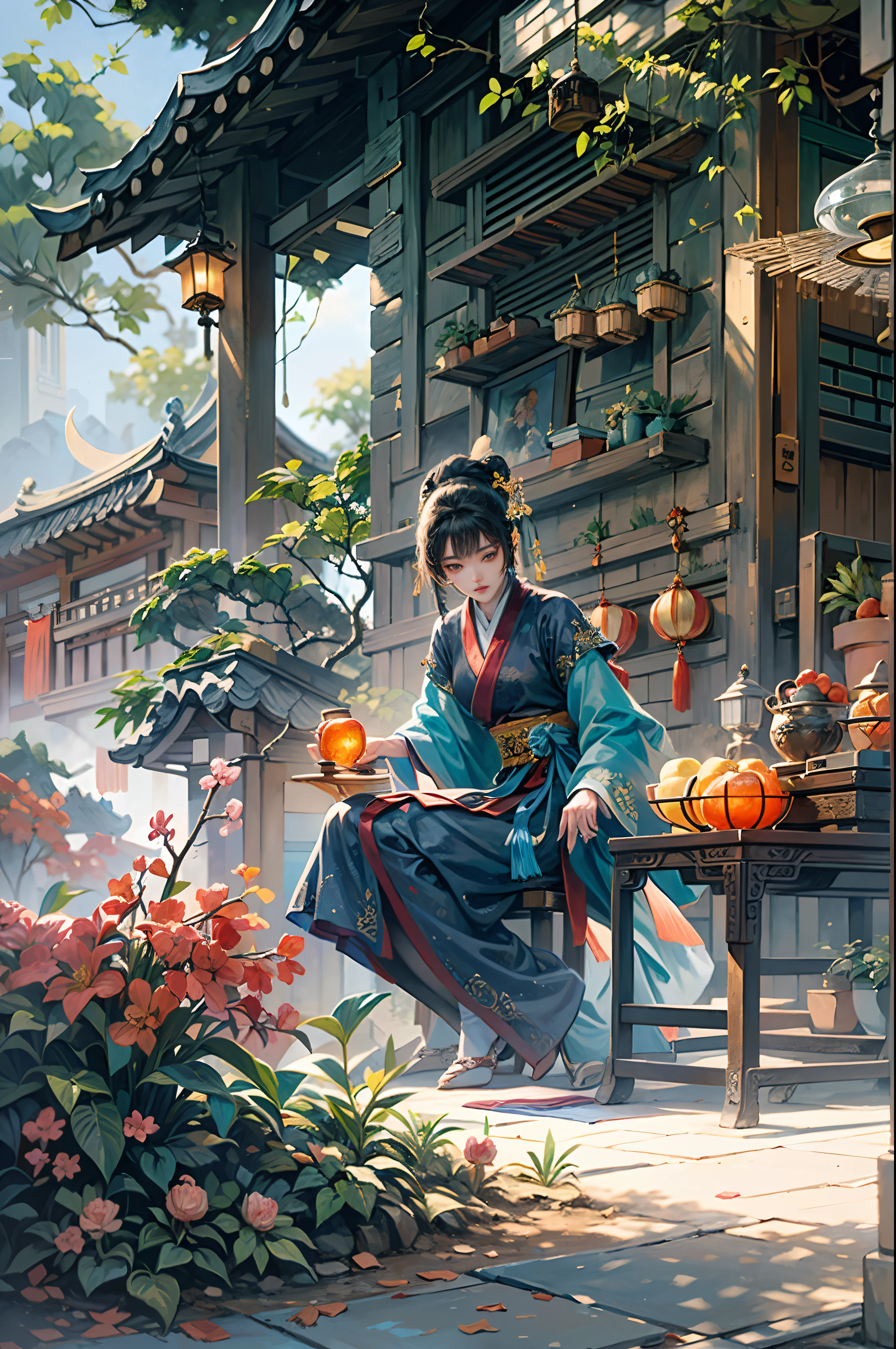 ((ancient chinese landscape，Panoramic View，Vision))，Mid Autumn Festival，満moon，輝くmoon，A garden filled with sweet osmanthus and bamboo forests，A family sitting together，Children eating happily，There was wine on the table in front of him.、お茶とmoon餅，Night Sky，Fireworks explosion，Starlight，Blue background，palace，moon，(Finished painting），（Highly detailed images），（Light and shadow effects），（Cinema Lighting），（Cinema 4D），（Optical Particle Tracing），（Rendering with Octane），（Layered artistic effects），（Best Painting Award），（Master Painting）,(8K resolution)，(Photorealistic，Realistically，masterpiece，Anatomically correct，Accurate and perfect Korean girl face，1.4x Realism，Hyper HD)，（Very detailed，Streamlined Design，Clear lines，High Sharpness，highest quality，Official Art）