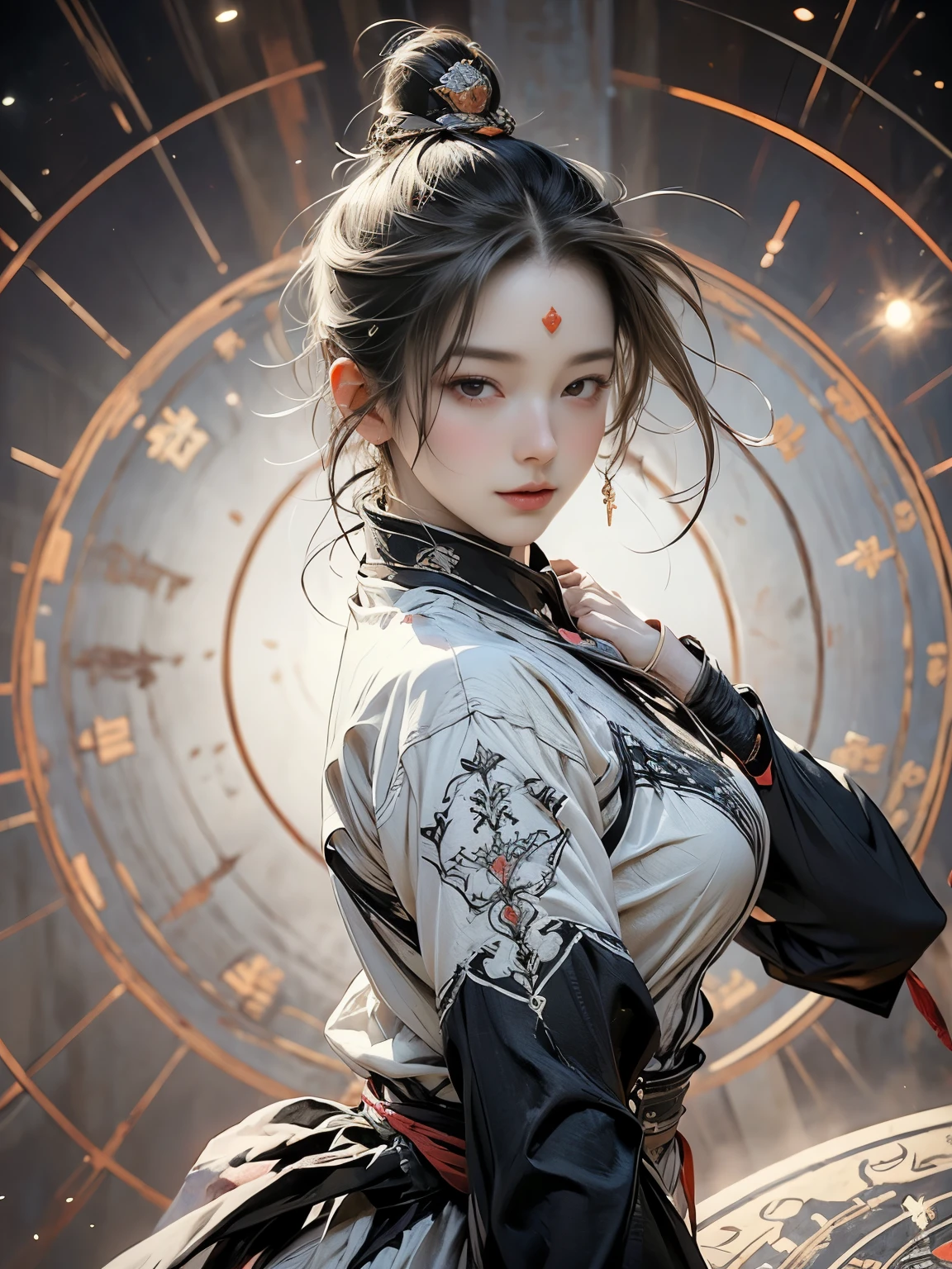 Zerg Queen Beautiful Girl: Ranlinger, 18 years old, knight, Messy Hair, oil, Romanticism painting, beautiful Perfect Face, Soft Skin, Perfect Face, Yasutomo Oka's painting style, Big Breasts, Add light purple and purple, Add Light Red, Intricate details, Splash screen, 8K resolution, masterpiece, Serious, Space, (mysterious magic circle background, Buddhist Mandala:1.3), Colorful background, aura, Sharp Eyes, Break, Blonde, dynamic sexy poses, Strong winds, Mr.々Light source, Colorful light,