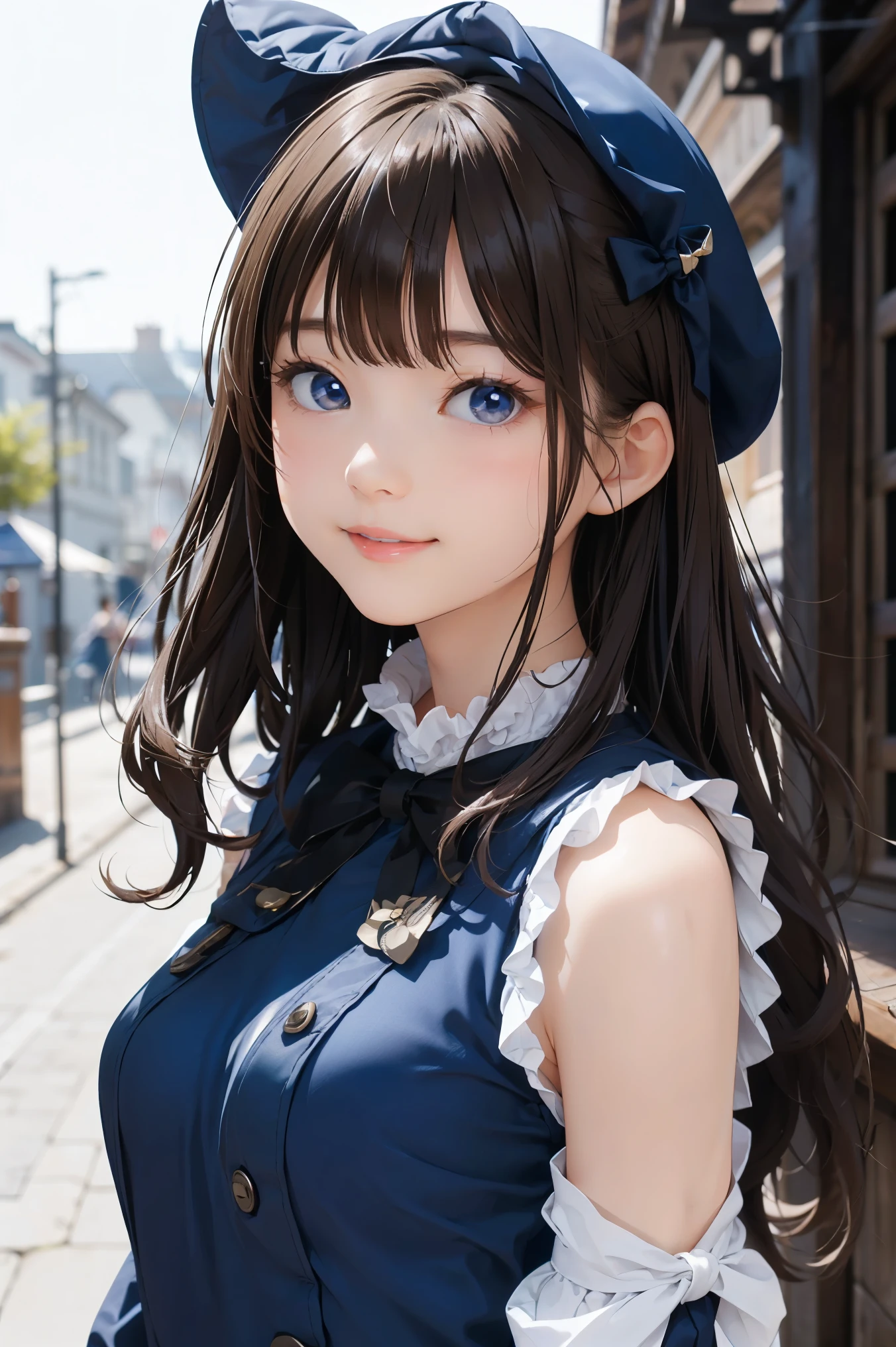 masterpiece,8K, (highest quality), (Best Shadow), Dynamic Lighting, ((Outdoor)),(Maximum resolution: 1.2), (smile),Backlight,Highly detailed face and skin texture, Delicate eyes, Dark blue eyes, double eyelid, Natural Cheeks, White skin: 1.2, (Glossy Lips: 1.4),(pretty girl:1.3), (Wavy long hair), (Light brown hair:1.2),(orgasm),((((Brown Wizard Dress)))),((lolita fashion)),huga breasts,((healer hat)),white panty,cameltoe,(thigh)