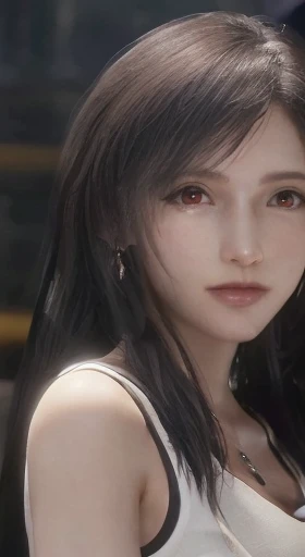 (muste piece、Highest image quality、photorealistic、High resolution、photograph、:1.3)、Super close-up、In focus、30 years old mature woman、small face、No makeup、Beautiful face、short hair、dark brown hair、detailed and beautiful eyes、Bust B Cup、cleavage exposure、、cool pose、Gray background、