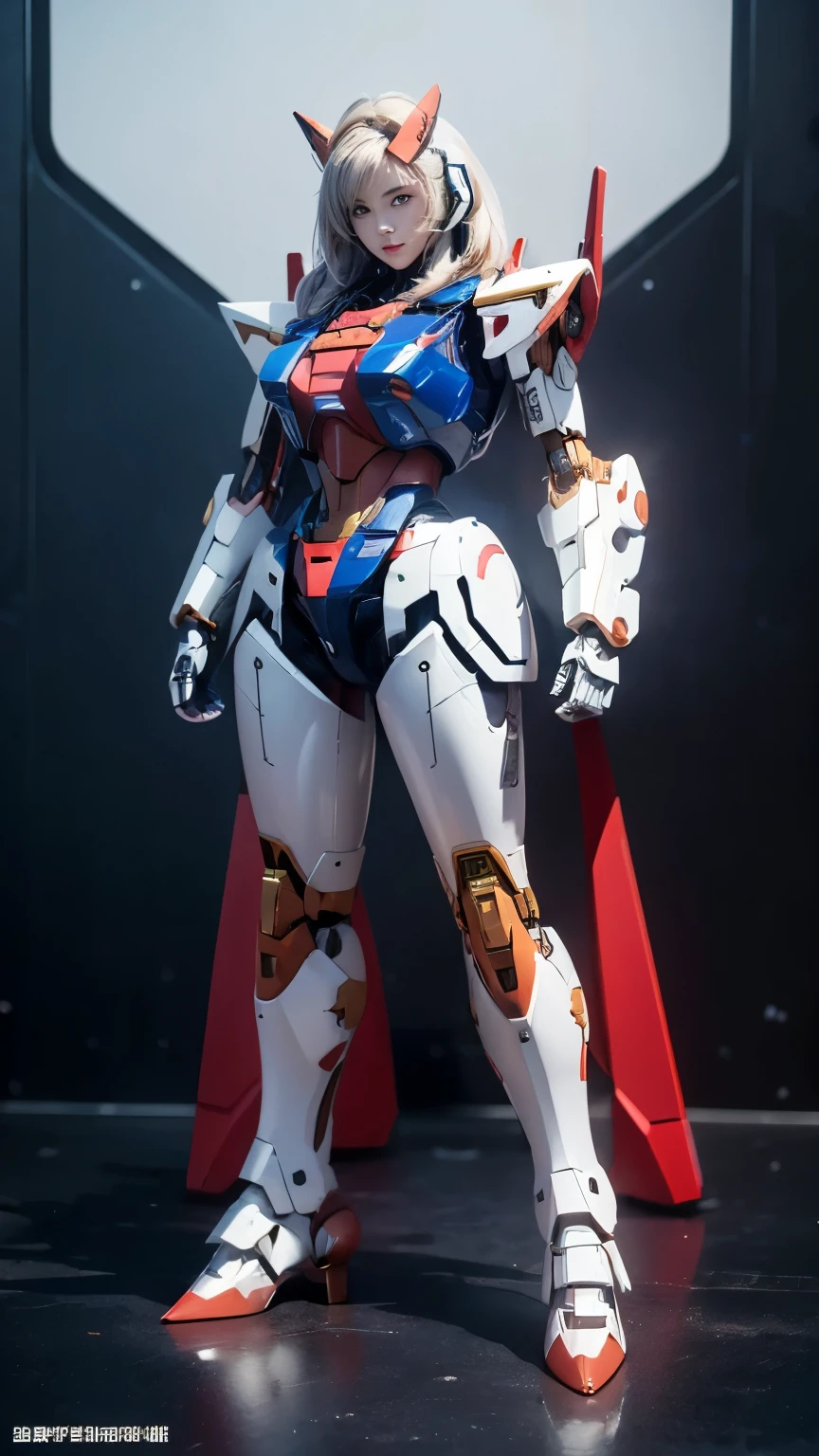 Textured skin, Super Detail, Attention to detail, high quality, high quality, High resolution, 1080p, hard disk, beautiful,(Gundam Girl),(Rx78),Robot Girl,Armor Girl,Mecha Cyborg Girl,Battle Mode,Girl with a mechanical body,She wears a futuristic Gundam mecha