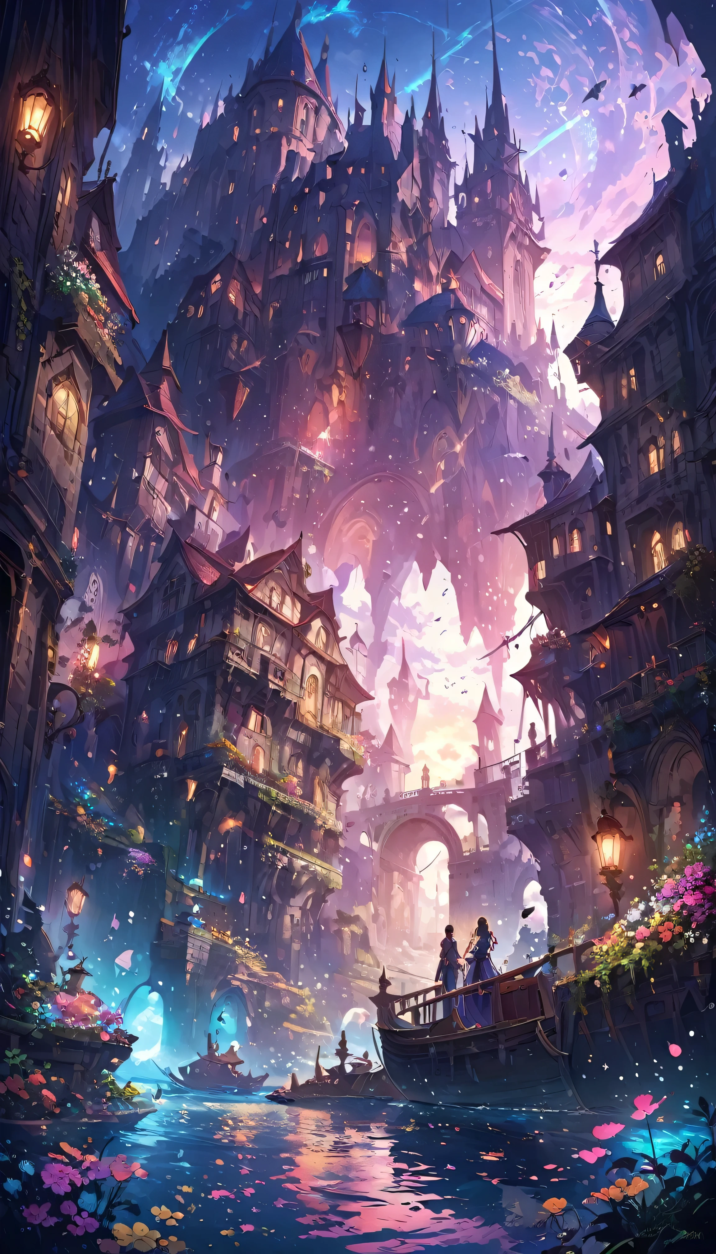color (Fantasy: 1.2), (Hayao Miyazaki style), (Irregular Building Floating in the Sea), Patchwork Cottage, Floral decoration, Light, Concept art inspired by Andreas Rocha, Artstation Contest Winner, Fantasy art, (an underwater city), Ross Tran, Light shaft, Realistic lighting, masterpiece, high quality, Beautiful graphics, Attention to detail, masterpiece, high quality, Beautiful graphics, Attention to detail,