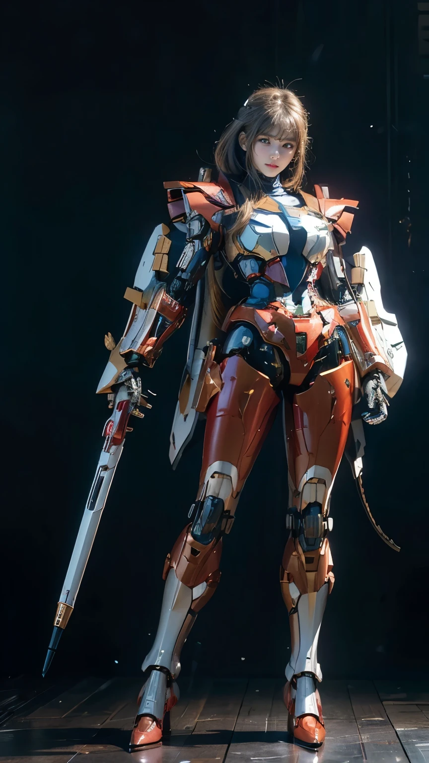 Textured skin, Super Detail, Attention to detail, high quality, high quality, High resolution, 1080p, hard disk, beautiful,(Gundam Girl),(Rx78),Robot Girl,Armor Girl,Mecha Cyborg Girl,Battle Mode,Girl with a mechanical body,She wears a futuristic Gundam mecha