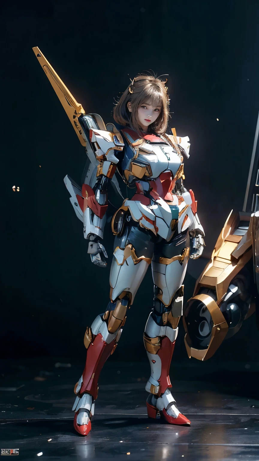 Textured skin, Super Detail, Attention to detail, high quality, high quality, High resolution, 1080p, hard disk, beautiful,(Gundam Girl),(Rx78),Robot Girl,Armor Girl,Mecha Cyborg Girl,Battle Mode,Girl with a mechanical body,She wears a futuristic Gundam mecha