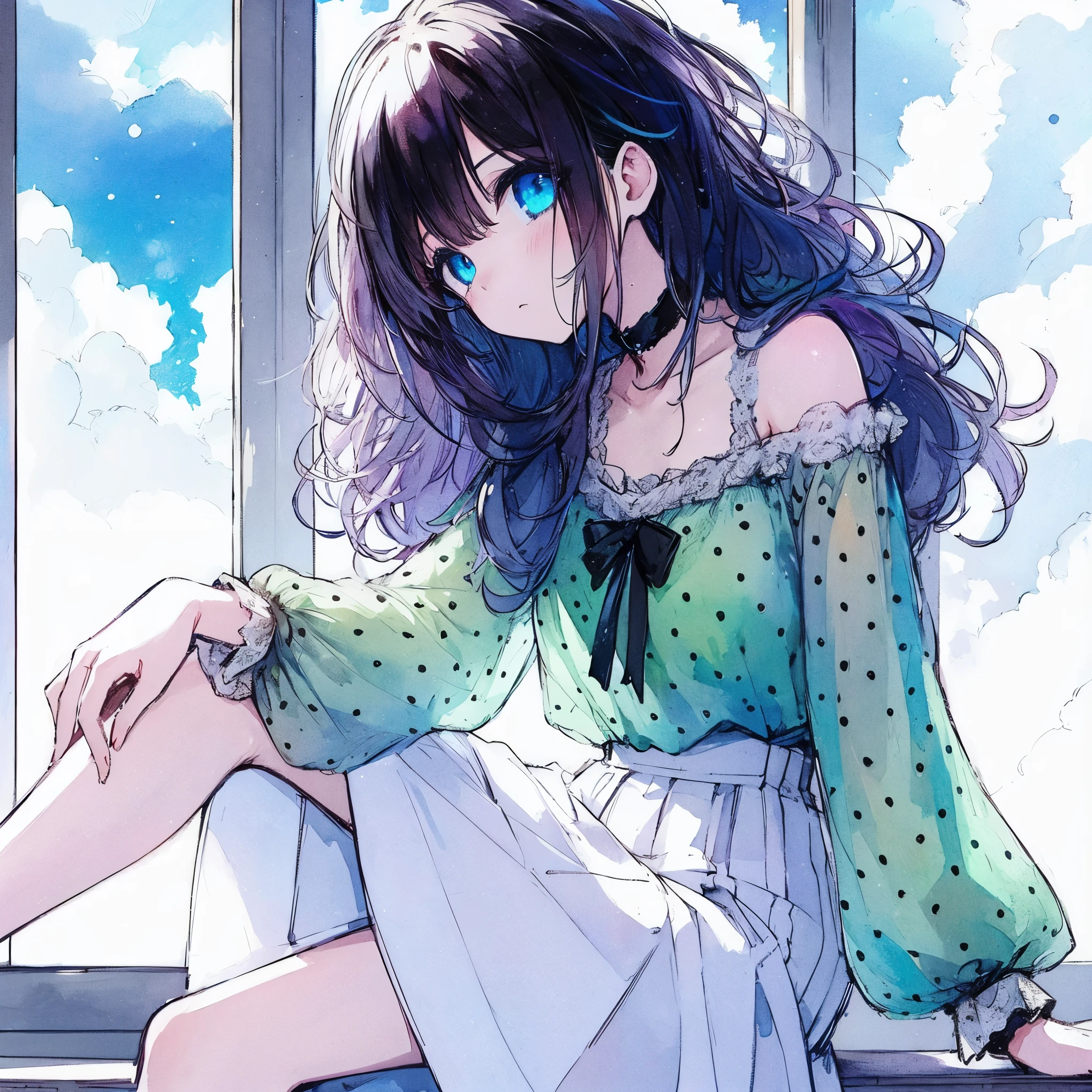 Official art using high-quality hand-drawn watercolor sketch techniques. (best quality,4k,8k,highres,masterpiece:1.2),ultra-detailed,beautiful detailed eyes,A girl with beautiful eyes, everyone, beautiful anime girl, cute anime girl, smooth anime art, anime style, elegant colors, soft lighting, delicate beautiful eyes, very coquettish, beautiful large breast, (correct hands:1.2),