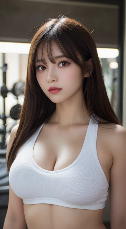 masutepiece, Best Quality, Illustration, Ultra-detailed, finely detail, hight resolution, 8K Wallpaper, Perfect dynamic composition, Beautiful detailed eyes,Colossal tits, fitness wear, Natural Color Lip,