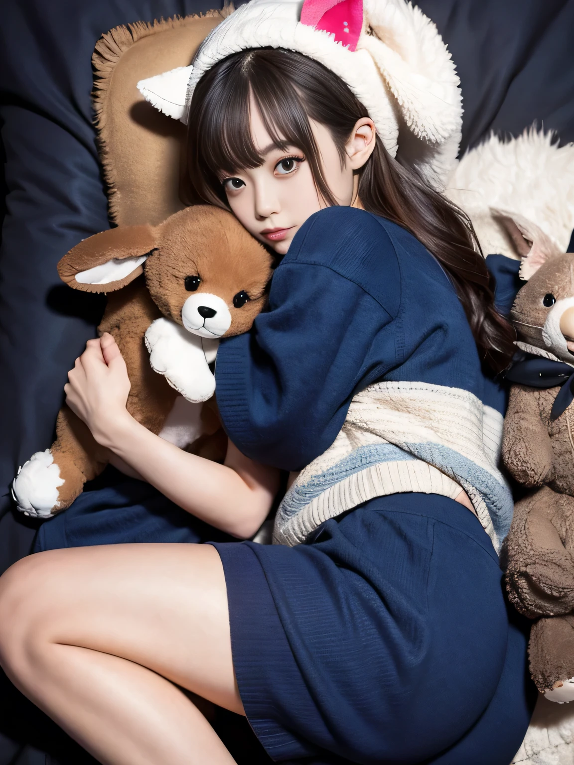 sleep with stuffed animals、Wearing a costume、