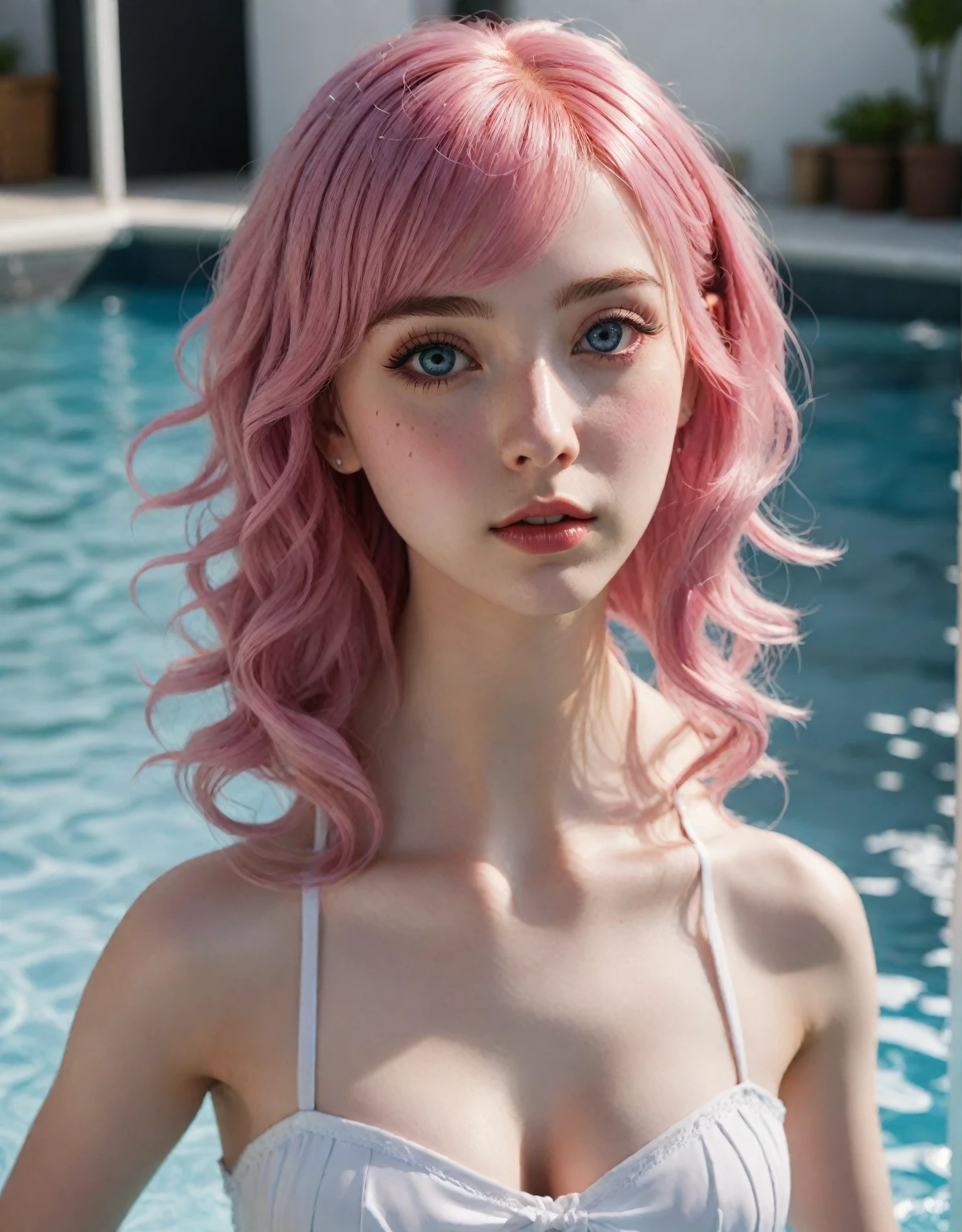 1girl, ta dress, pink hair, cute girl, tender, erotic, pornographic scene, swimmer, extremely high quality, 8k, soft texture, pure white background, detailed eyes, detailed lips, long eyelashes, photorealistic, highly detailed, cinematic lighting, dramatic lighting, hyper realistic, masterpiece, (best quality, 4k, 8k, highres, masterpiece:1.2), ultra-detailed, (realistic, photorealistic, photo-realistic:1.37)