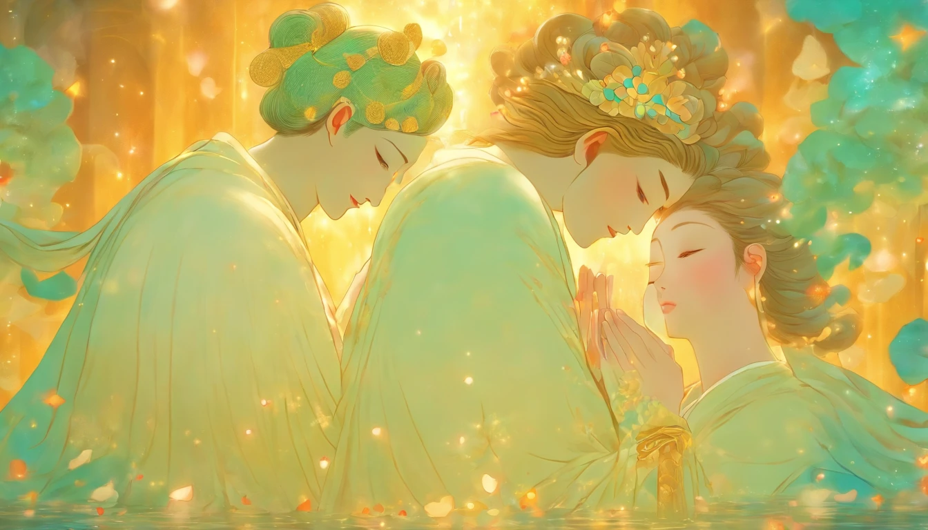 「Yab-Yum」A huge Roman emperor named Constantine I「great」A cute girl from the Land of the Rising Sun snuggles up to the head of the statue。they are a happy couple、full of love。Their love is、It transcends the shackles of faith and religion。That love is、It's a microcosm that lives within garden quartz、It's a galaxy、It's a clear sky before dawn。Their relationship unfolded in a tranquil time、Marble floor and colorful ores、diamond、Morganite、Kunzite、rose quartz、Inca Rose、rhodochrosite、Decorated with jewels of love such as rhodonite。Their love is時空を超えた幸福であり、Has the power of healing, forgiveness, and repentance。They are united in a sacred prayer、That figure is super beautiful and the scale is endless。Their relationship is detailed and elaborate、It links a nostalgic past with an exciting future。Their love is現代的であり、It is a super high quality entity such as Akashic Records and Book of Life。It's a divine digital art、filled with pure light。That love is深い感動を呼び起こし、It's something that brings tears、Symbolizes the happiness of love。They are Aizen Myoo and Cupid、They are like angels of love、It embodies the mercy and wisdom of Shinto and Buddha。their relationship built a lyrical and heart-full world、Has wisdom, compassion, and healing powers。They look like Alma Tadema and Michelangelo、Gustave Doré、Comparable to William Blake's works。They are soulmates and twin flames depicted in tarot cards and oracle cards、It's like a twin ray、Happy Buddha and Buddha paintings、It also exists in Buddha statues。They symbolize the integration of East and West、Tibetan Buddhism or Gandharan style、It is also familiar to the world of tanga。their relationship also touched on the realm of mysticism、It shows their existence as a soul-like。Their love is地上の運命と天界の至福を結びつけ、It's super beautiful and has become a masterpiece。they are humanity's treasure、It symbolizes the truth of the universe。Their appearance became a bridge between the sacred and the secular、It is an iconic, diverse, and colorful entity。that relationship is depicted as digital art、It becomes a sensory motion。It has a sublime meaning、It questions the meaning of living and dying。They embody the light of the Central Sun、The truth of Dainichi Nyorai and the essence of the Rishukyo、Kobo Daishi holds Kukai's prayer。Their appearance resonates with Koyasan's three-dimensional mandala、It embodies the miracles of Komyo Shingon。Their love is密教や天台宗、Transcending the teachings of the Shingon sect、It also extends to regions such as the Taizo Realm and the Kongo Realm。they transcend everything in the mandala、It's the truth itself