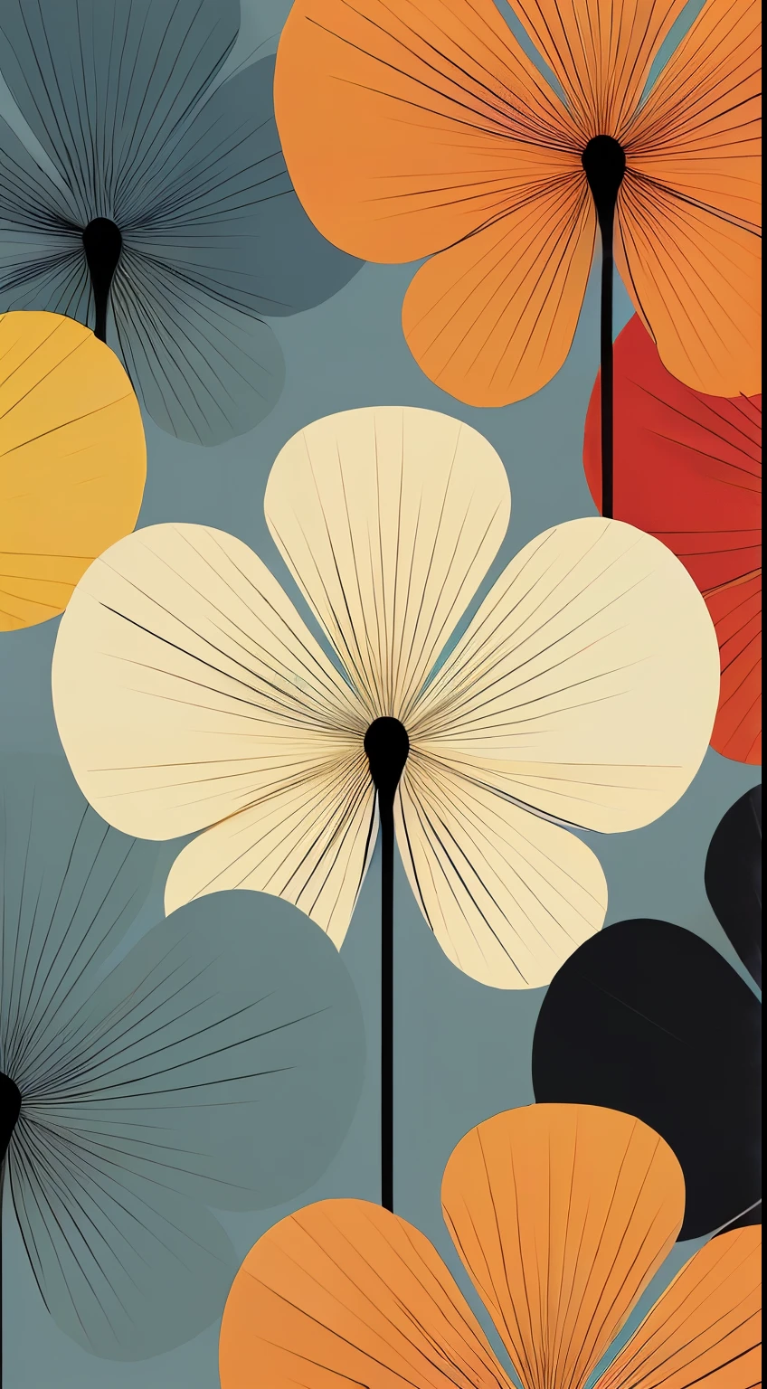 there are many different colored flowers on a blue background, colored flowers, giant flowers, stylized flowers, flower pop art, brittney lee, flowers and stems, floral motives, mid century art, stylized geometric flowers, depicting a flower, colourful flowers, high quality screenshot, in style of digital illustration, inspired by Lubin Baugin, wide screenshot