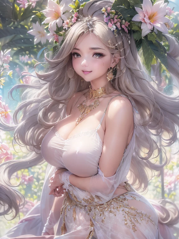 50 year old mature woman, Looking at the audience, Attractive breasts,Sensual curves、bubble、Full Body Shot,Nightgown, Charming smile, Thick lips, plump唇, blush, Looking at the audience, Provocative expression, Beautiful Hairstyles, Cleavage, plump、Curvy Hips、Attractive face、Mischievous face、Sexy Lingerie、An inviting gaze、Expressing emotions、colored feather, Money属装飾品, particle, Light, (masterpiece, highest quality, highest quality, Official Art, beautifully、aesthetic:1.2), (1 girl:1.3), Very detailed,(Fractal Art:1.1),(colorful:1.1)(flowerズ:1.3),Most detailed, (Dynamic pose), (Shiny skin), (Many colors :1.4), ,(Earrings:1.4), (feather:1.4),masterpiece, 30~40 years, Mr.々Hair style,Moneyのヘッドバンド,Tulle covers the chest,Perfect balance, Detailed details of the garment,marble,cinematicLighting, Film Grain, contrast of Light and dark,High detail,(((Gorgeous Accessories))))、Openwork decoration,(((See-through dress)))、(((Anatomically correct body))) ,1 girl, (High resolution), (8k), (Very detailed), Perfect Face, Beautiful eyes and face, (((highest quality))), (Very detailed), Detailed face and eyes, Beautiful Eyes,(((Sexy pose,Beautiful Eyes、Transparent double eyelids、(((Super gorgeous background)))、Bright Eyes,Money,diamond,gem,Body Chain,Luxury Accessories,beautifully、aesthetic,flower、(((Super gorgeous background)))、Bright Eyes