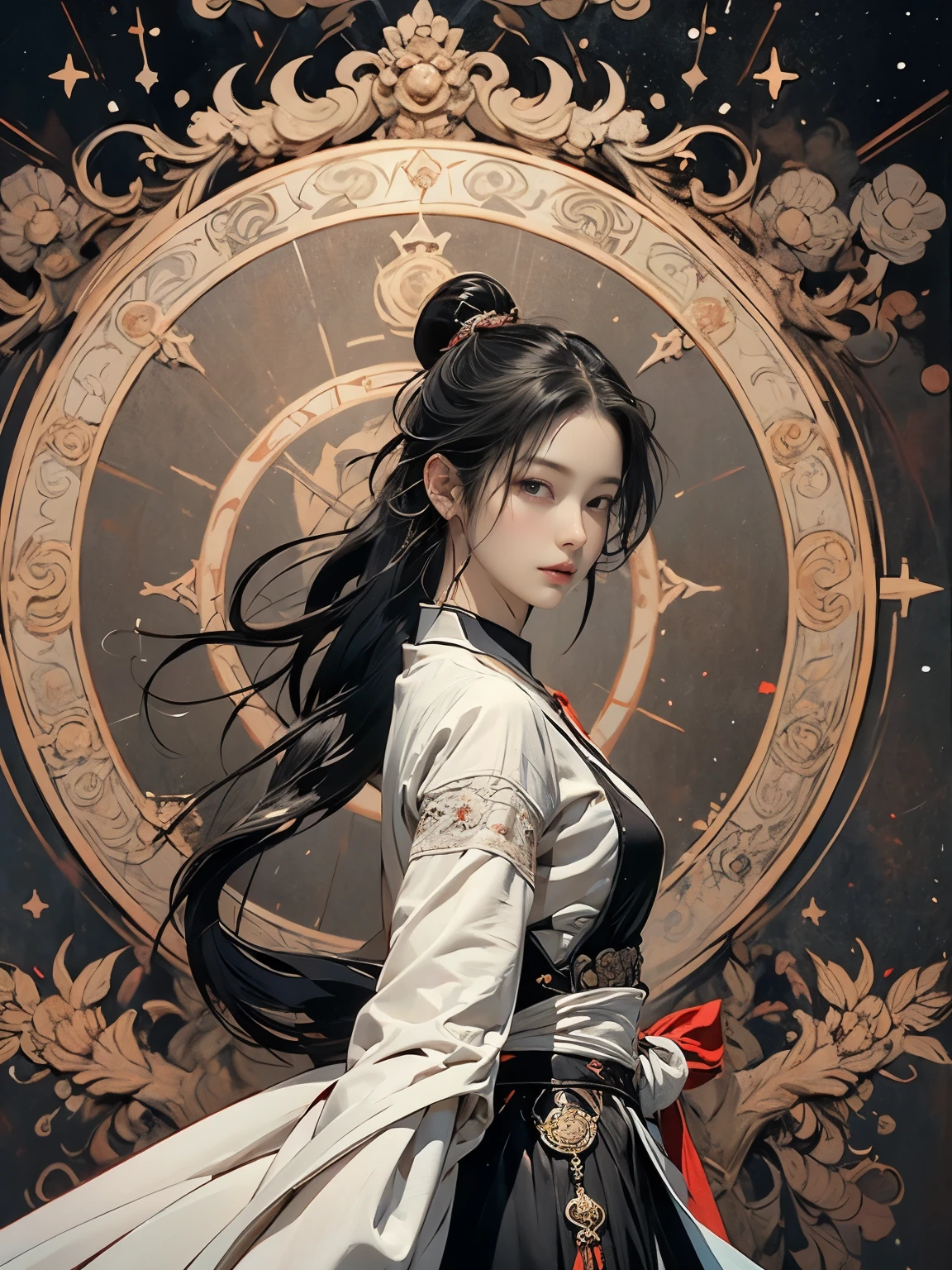 Zerg Queen Beautiful Girl: Ranlinger, 18 years old, knight, Messy Hair, oil, Romanticism painting, beautiful Perfect Face, Soft Skin, Perfect Face, Yasutomo Oka's painting style, Big Breasts, Add light purple and purple, Add Light Red, Intricate details, Splash screen, 8K resolution, masterpiece, Serious, Space, (mysterious magic circle background, Buddhist Mandala:1.3), Colorful background, aura, Sharp Eyes, Break, Blonde, dynamic sexy poses, Strong winds, Mr.々Light source, Colorful light,