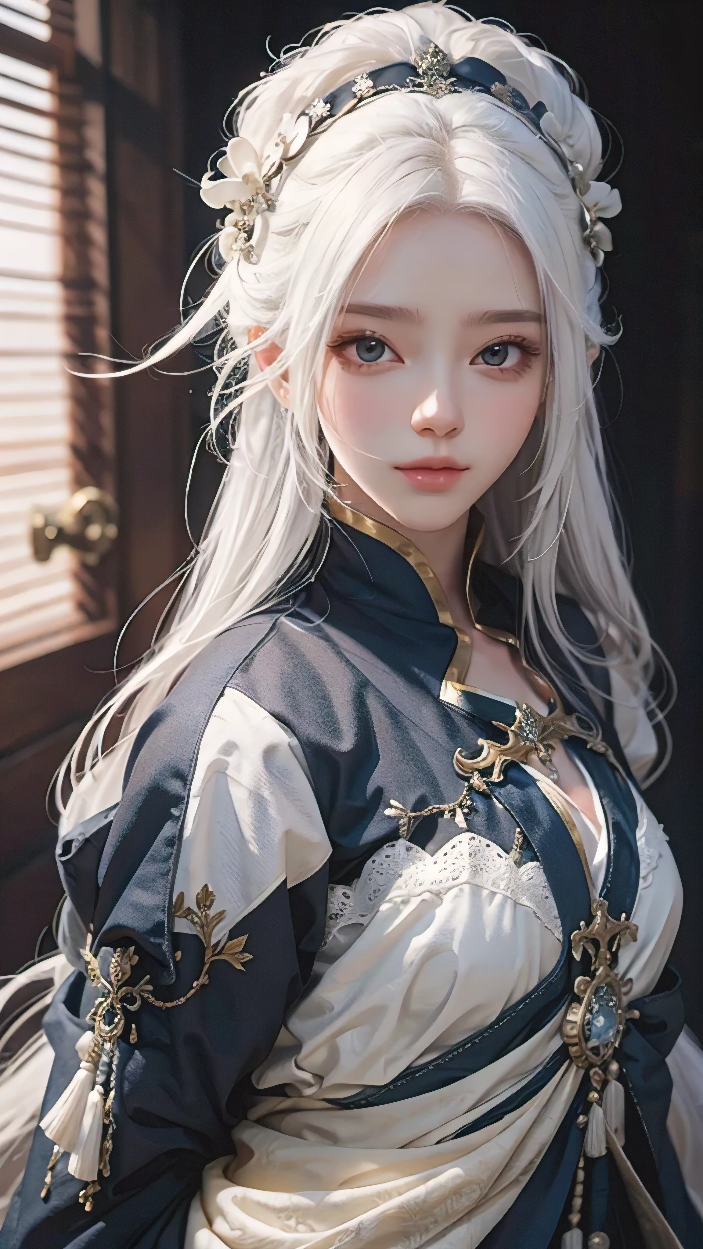 a white hair、Close-up of woman wearing white mask, beautiful figure painting, guweiz, Gu Weisz style artwork, White-haired god, author：Yang Jie, Epic and beautiful character art, Stunning character art, author：Fan Qi, by Wuzhun Shifan, guweiz on pixiv artstation