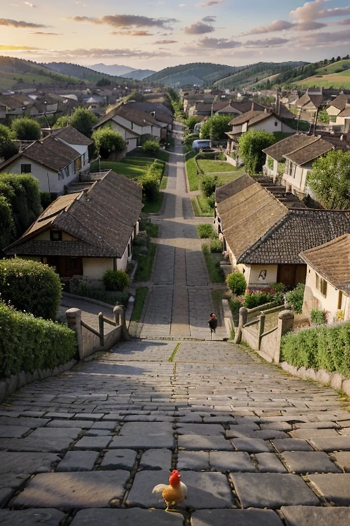 "Picture a serene scene in Willowbrook village as the sun rises over the rolling hills, casting a golden glow on the cobblestone streets. Villagers emerge from their quaint cottages, greeting each other with warm smiles and cheery hellos. Children laugh and play in the town square, their voices mingling with the sounds of clucking chickens and chirping birds.
