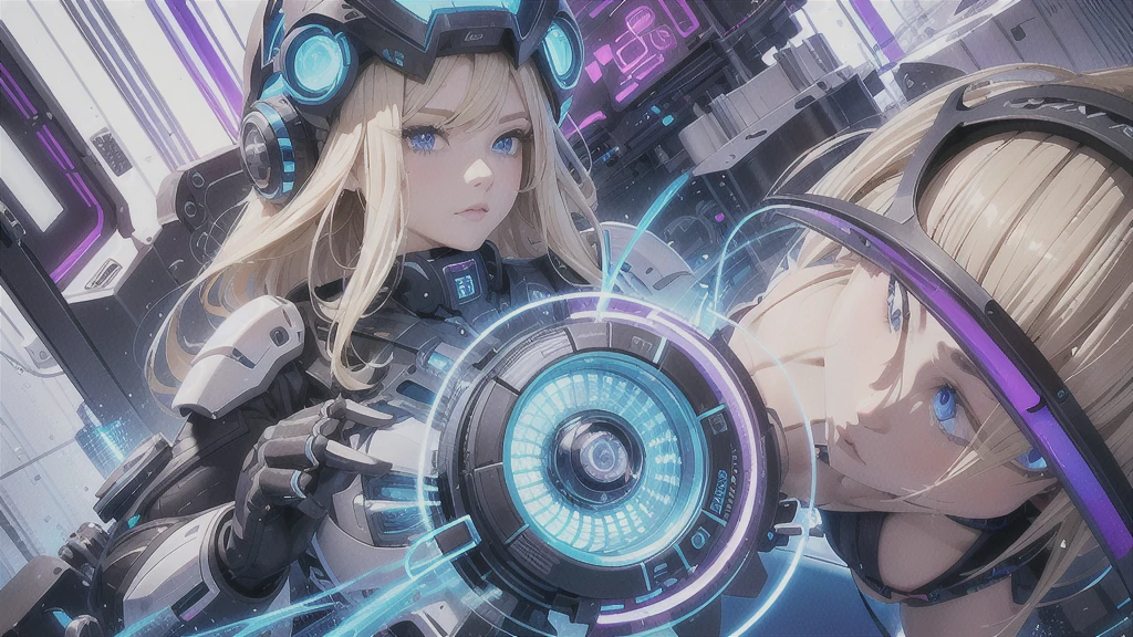 One-sided layered bob, (Blonde Hair: 1.3), ((clear blue eyes (purple)), ((beautiful, Fine grain, Jewel-like eyes, Bright Blue Eyes: 1.3)) , The female body incorporates mechanical parts such as gears with a Super Nan S on her chest., Wires and circuits blend with the natural female shape to create a visually appealing, futuristic aesthetic.。.  Machine elements emphasize precision and functionality, Gear that works together and in harmony with the female physique.  Women&#39;s faces can be enhanced with cyber technology, Glowing eyes etc., Neurological implants, Metallic facial features symbolizing the fusion of man and machine.  This work of art embodies both feminine strength and the grace of the human spirit.。.  Lighting and shadows play an important role, Enhance the contrast between organic and mechanical elements、Add depth to your composition.  Emphasizing the mechanical nature of the artwork.  Background details include futuristic cityscapes, Industrial Landscape, Or go for abstract patterns for a more futuristic feel..  whole, This piece captures the essence of women embracing the integration of machines.。, Celebrating the possibilities and complexity of a future where humans and technology coexist, He has the Superman S logo on his chest..