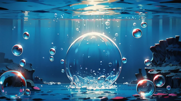 Bubbles rising from the bottom of the ocean