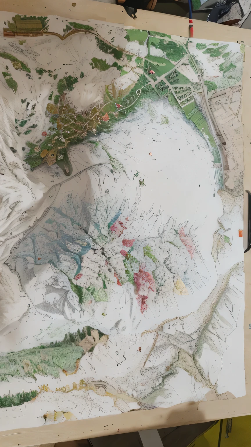 Colored pencils,landscape,Line Drawing
