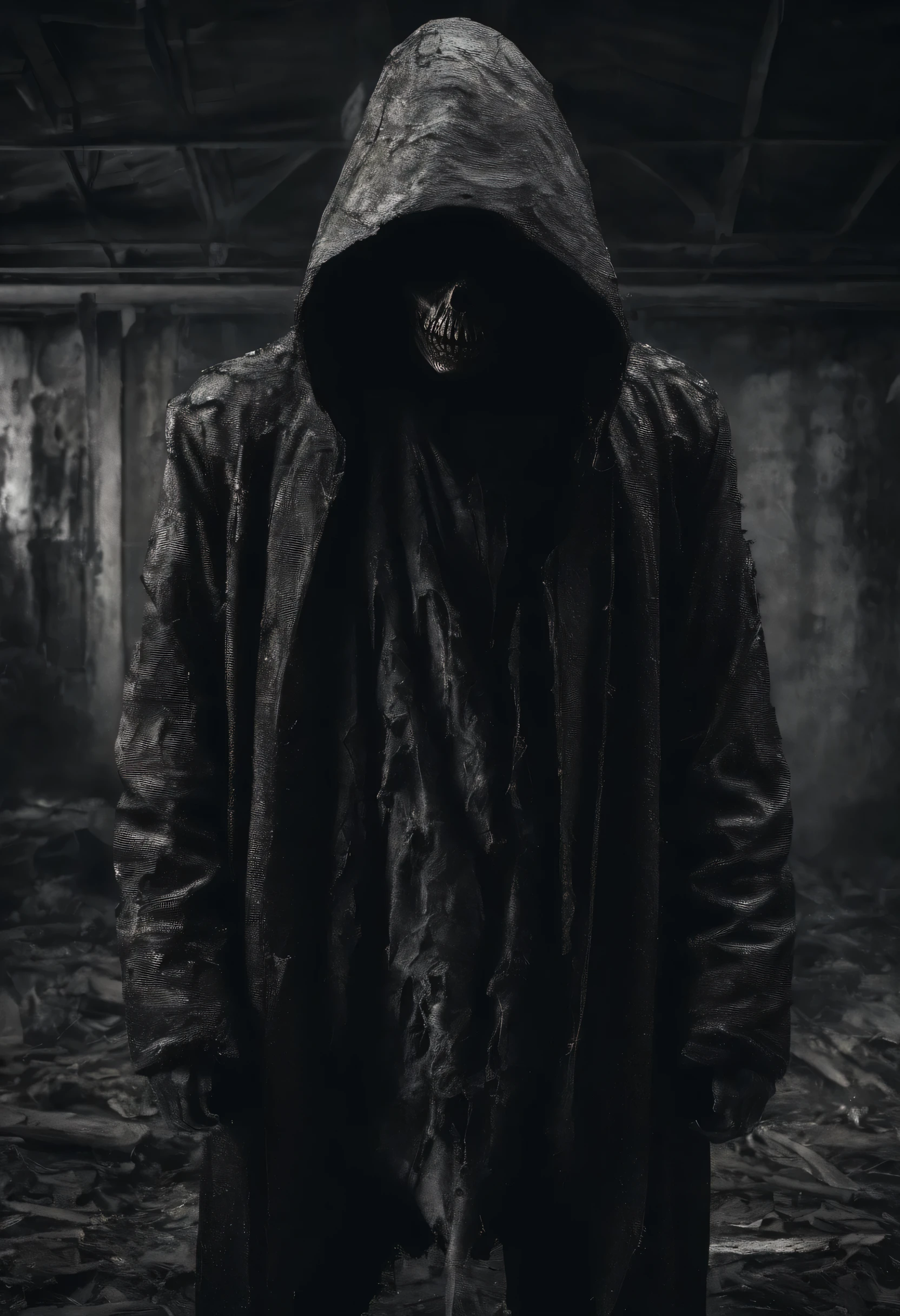 Create an ultra-wide photo of a decrepit zombie wearing an Adidas coat and hoodie, against an abstract background. The overall style of the image should be minimalist with an Artgem touch. The zombie should be rendered in a decrepit, cadaverous style, with a focus on creating a sense of horror and decay. The Adidas jacket and hood should be rendered in high detail, with a focus on capturing the texture and style of the clothing. The background of the image should have an abstract design, with a focus on creating a sense of depth and contrast with the foreground. The image should be rendered in wide format, with a focus on creating a sense of scale and drama in the scene.