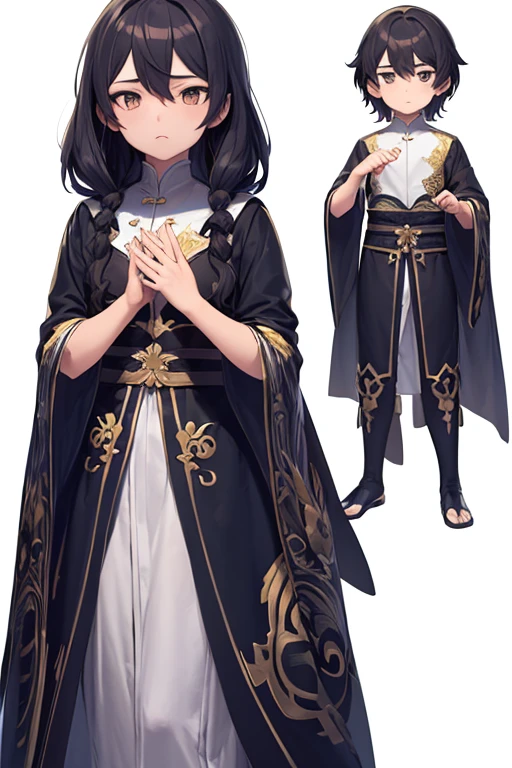((masterpiece)),(((best quality))),(character design sheet, same character, front, side, back), illustration, 1 boy, kid JESUS CHRIST, hair color, bangs, hairstyle fax, eyes, environment change scene, Hairstyle Fax, Pose Zitai, Male, Shirt Shangyi, Star, Charturnbetalora, (simple background, white background: 1.3), --6
