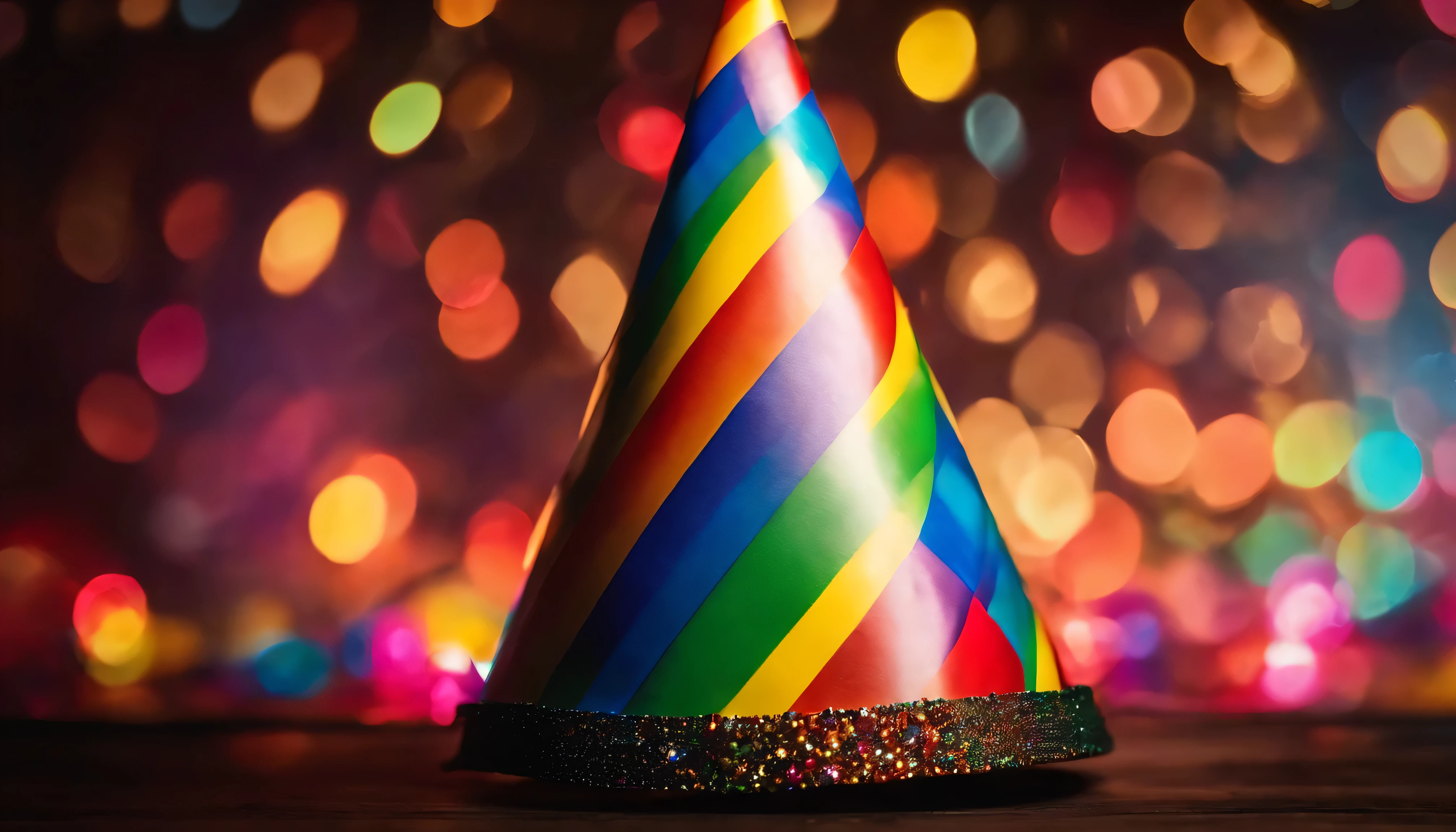 a birthday party hat, colorful, multicolor, rainbow, object, isolated, 