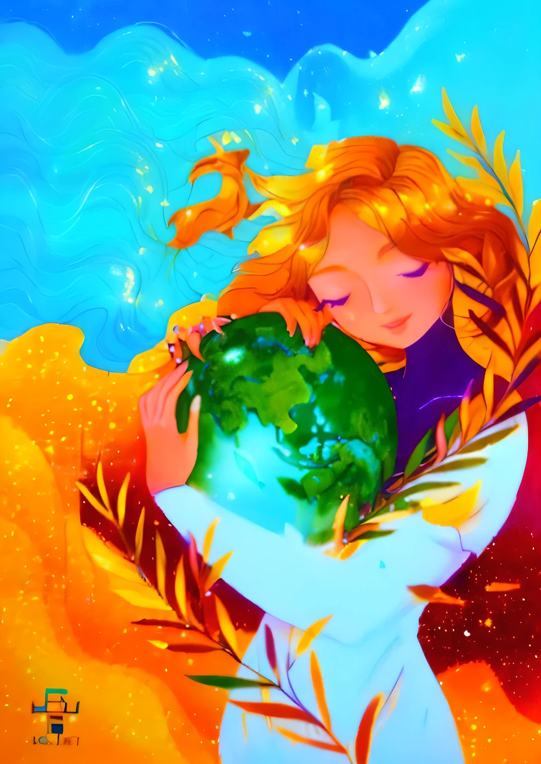 a painting of a woman holding a globe with a horse on it, mother earth, earth goddess mythology, gently caressing earth, with earth, holding the earth, full figured mother earth, holding a planet, mother nature, goddess of nature, jen bartel, goddess of love and peace, our planet, profile pic, nature goddess, a beautiful artwork illustration