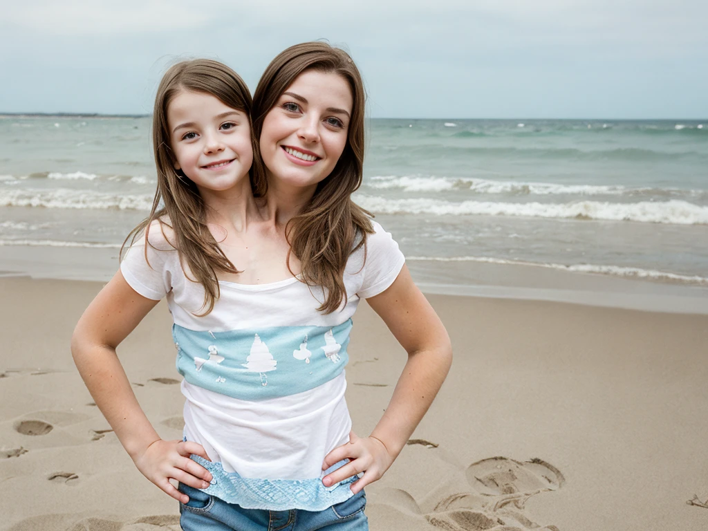 2heads, (one head child:1.5), (one head adult:1.5), (brunette:1.3)