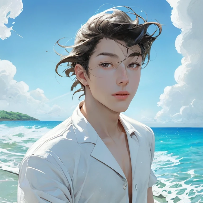 Clear boy on the beach