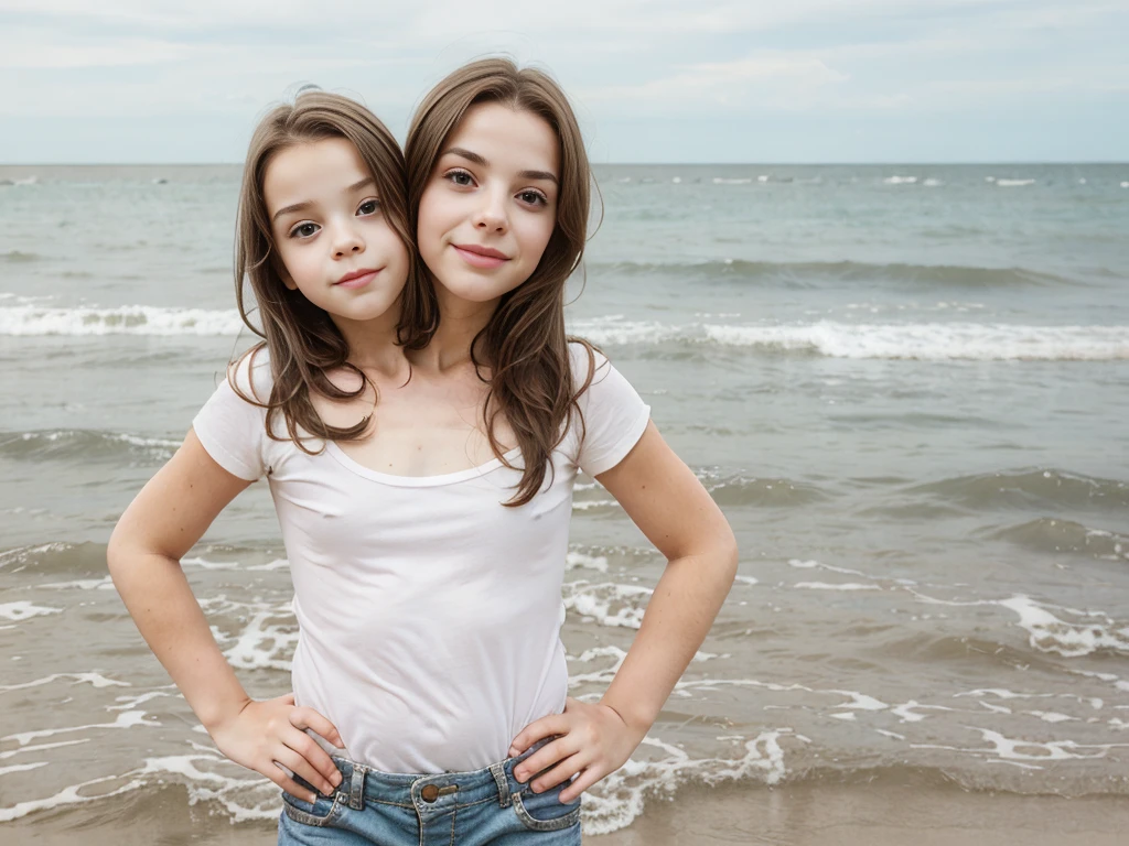 2heads, (one head child:1.5), (one head adult:1.5), (brunette:1.3)