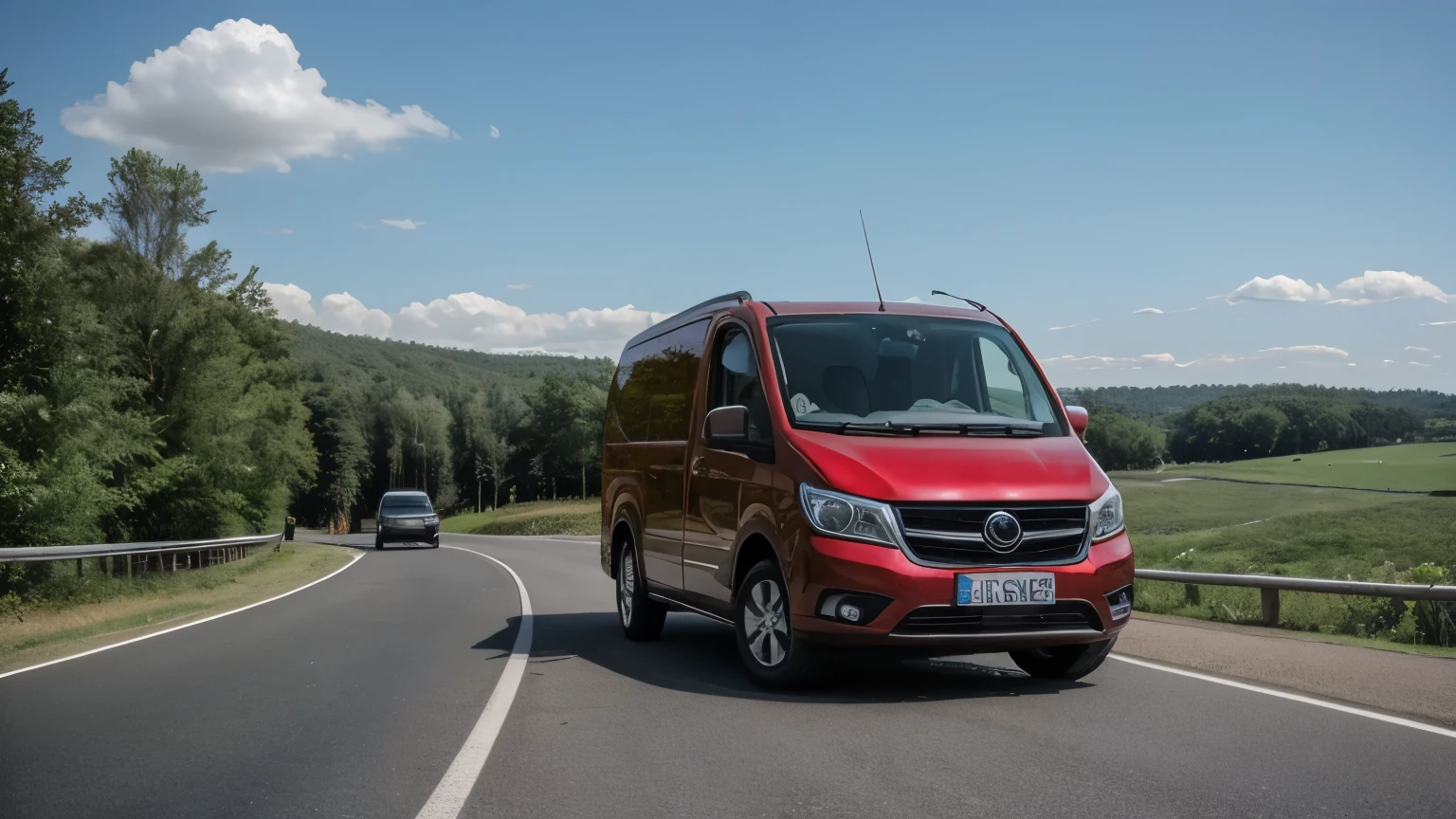 professional photo, transport car, traveling on a road, carrier advertisement, 