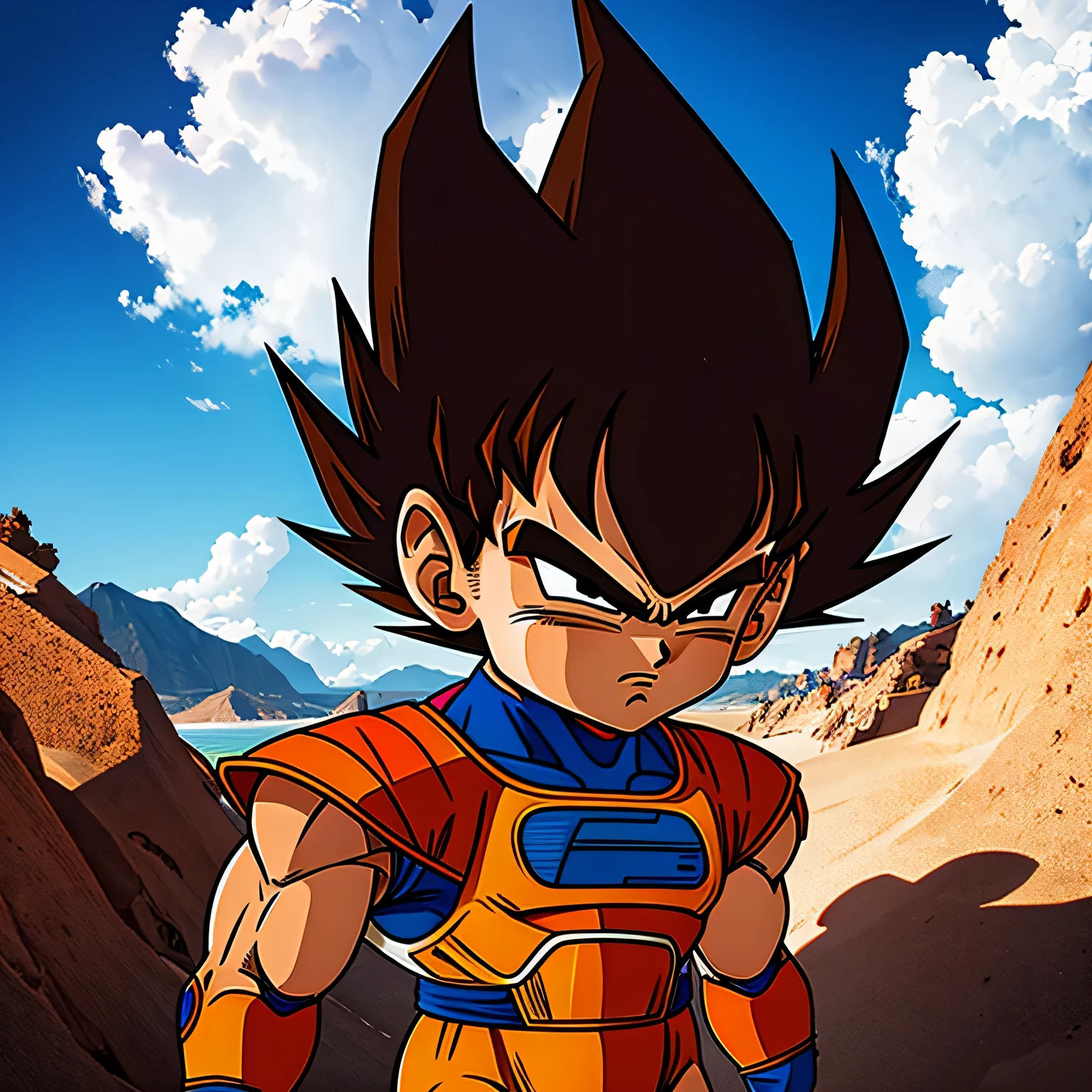 Super Saiyan Vegeta combined with Ironman armor 