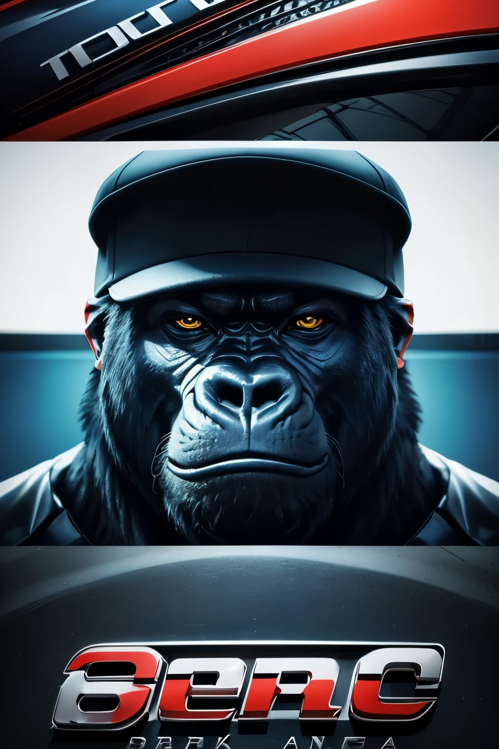 A creative and vibrant logo featuring a stylish gorilla wearing a snapback, with two fascinating roto orbital polishers behind the gorilla. Your name
Automotive styling company, Gorilla Box, is prominently displayed below the gorilla. The overall design exudes a sense of sophistication and unique flair, capturing the essence of the world of automotive styling. The colors used in black and blue in the logo are bold and eye-catching, making it perfect for branding and advertising purposes.