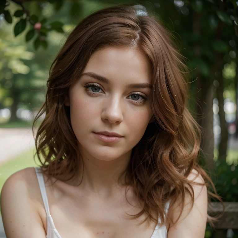 (Best quality, ultra detailed, Realistic: 1.37), Irlandaise de 25 ans, cheveux roux, medium length extremely curly layecheveux rouxstyle, yeux bleu vif, pommettes saillantes, pale skin, prise avec un appareil photo Canon EOS R6 Mark II. , leaning on, regardant par-dessus son épaule
