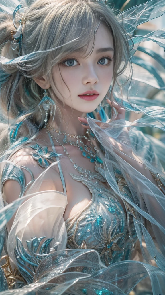 (RAW shooting, Dynamic flow of water:0.7, 32k:1.5, highest quality, masterpiece, Ultra-high resolution), (night, Ocean:0.7, Majestic Background:0.7, Mystical Expressions:1.3, Expressions of sadness:1.0), Perfect dynamic composition:1.3, 非常にdetailedな肌と顔の質感:1.3, (Slim Mermaid:1.3, Mermaid tail), Random Shot, Fair skin:1.2, Incredibly slim body:1.2, Fractal Art:1.1, Very beautiful face:1.1, Water droplets on the skin, detailed, (Rain drips down on my body:1.1, Wet body:1.1, Wet Hair:1.1), (Posing Pro:0.9, With a wet bouquet:0.9, Gorgeous and shiny mermaid dress portrait:1.1, Woven Belt), Shapely breasts, (Big eyes that exude beautiful eroticism:0.5, Lips that exude beautiful eroticism:0.5), I love you, Very sweet atmosphere, necklace, Earrings, bracelet