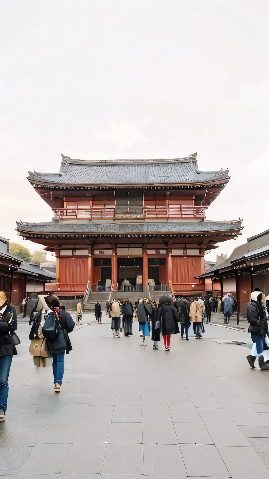 araful view of a large red building with a lot of people walking around, japan sightseeing, japan travel aesthetic, japan travel and tourism, in a city with a rich history, japanese city, japanese temples, japan deeper travel exploration, japan travel and adventure, japanese temple, japan travel scrapbook, japanese downtown, tokyo japan, japanese architecture, in front of a temple, tokyo, ultra detailed, detailed places, realistic places, beutiful places.