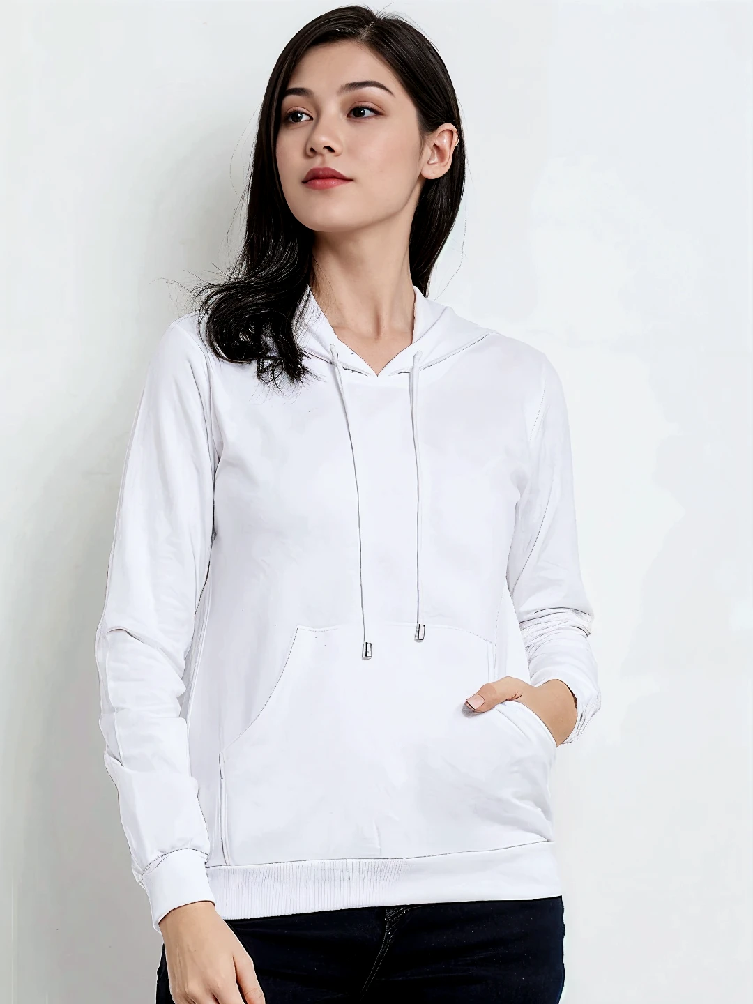 ((masterpiece)),(((Highest quality))),((Character design sheet)), Thin thighs,Long legs,18 year old Japanese girl, Cute type,The best smile:1.5,White long hoodie:1.5, A glimpse of black panties:1.5,Very short hair , (Highly detailed skin), The background is gray,
