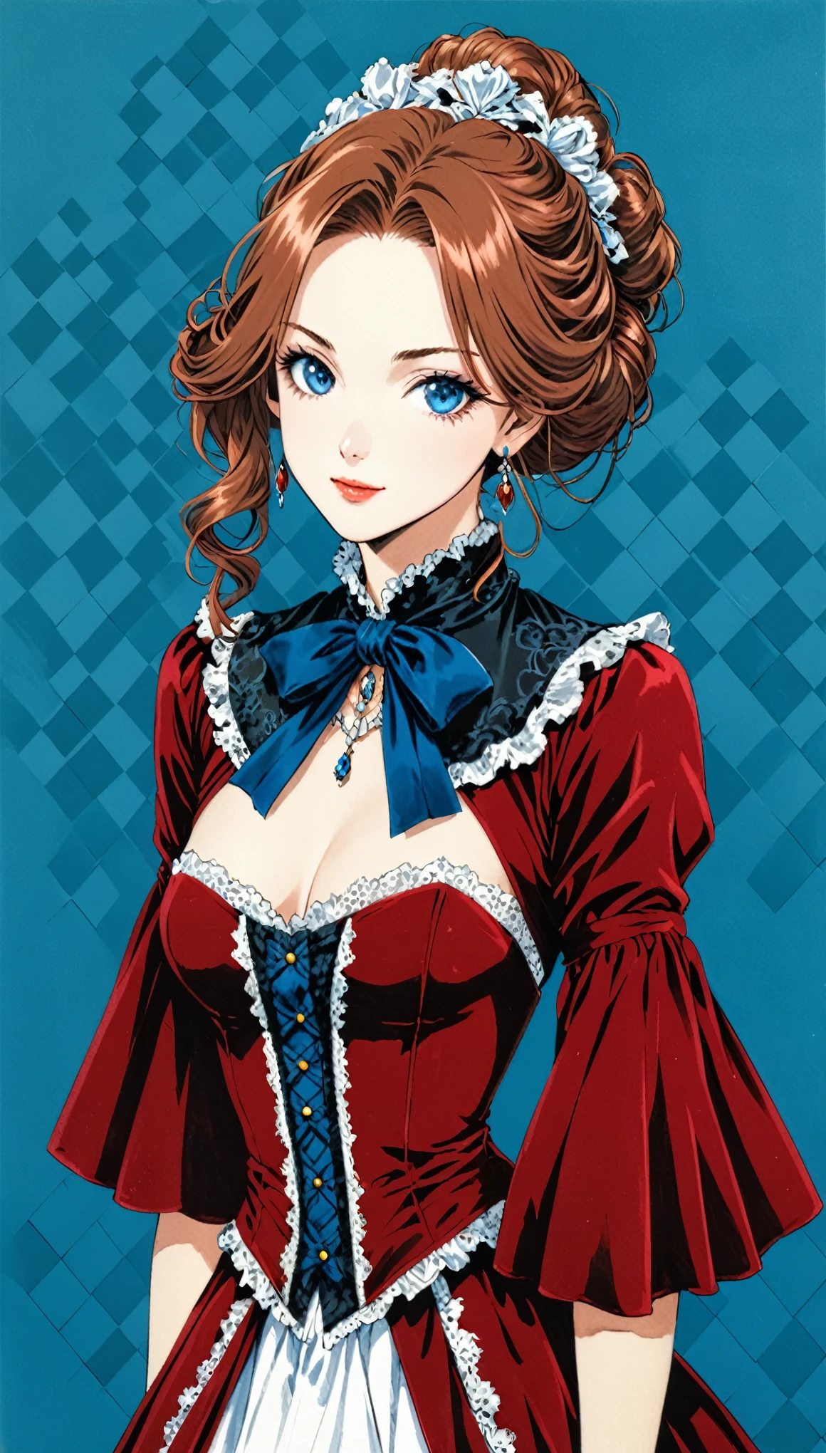 ((mediumaquamarine:0.8) and (rosybrown:1.3) argyle_background:1.1),
BREAK
(rococo:1.1),(Anime line drawing:1.1),1990s \(style\),retro,japanese manga,(dark red velvet and dodgerblue:1.1),Minimalism,(Line Art:1.1),sketch,by Hirohiko Araki,charcoal drawing,
BREAK
Black skull Reaper,playing the violin,(violin:1.1),(bows:1.1),(pulling:1.1),(broken torn cape:1.2),the lines of movement of the wind, (insanely detailed and intricate, hypermaximalist, elegant, ornate, hyper realistic, super detailed:1.1)