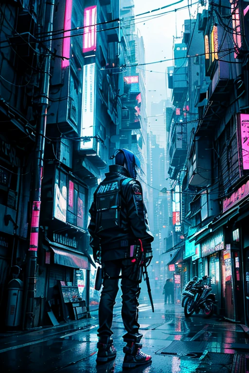 cyberpunk, science, future, neon, Illumination, blue