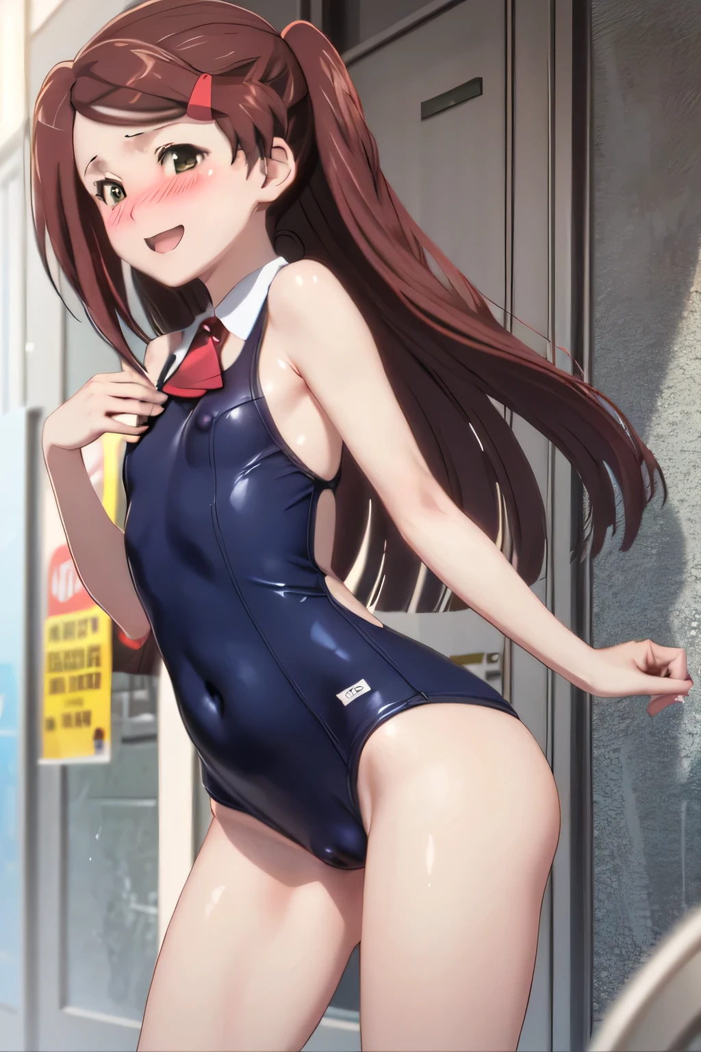 alone, One girl, Flat Color,Crying face、Clitoris exposure、Bare your chest、School Swimsuit、Random sexy poses、2D, anime, anime coloring, ako suminoe, Ascot, , smile, View Viewer NSFW、One female、Nipples、(Embarrassing:1.2) 、Nipples、Ahegao、I arch my back in pleasure、Pussy feels good、Falling into Pleasure、Ahegao、I arch my back in pleasure、Pussy feels good、