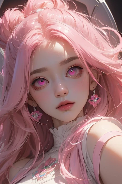 ultra-detailed,masterpiece, highest quality, Pink Hair, Pink Eyes,, masterpiece, highest quality,symmetrical eyes, beautiful eyes
