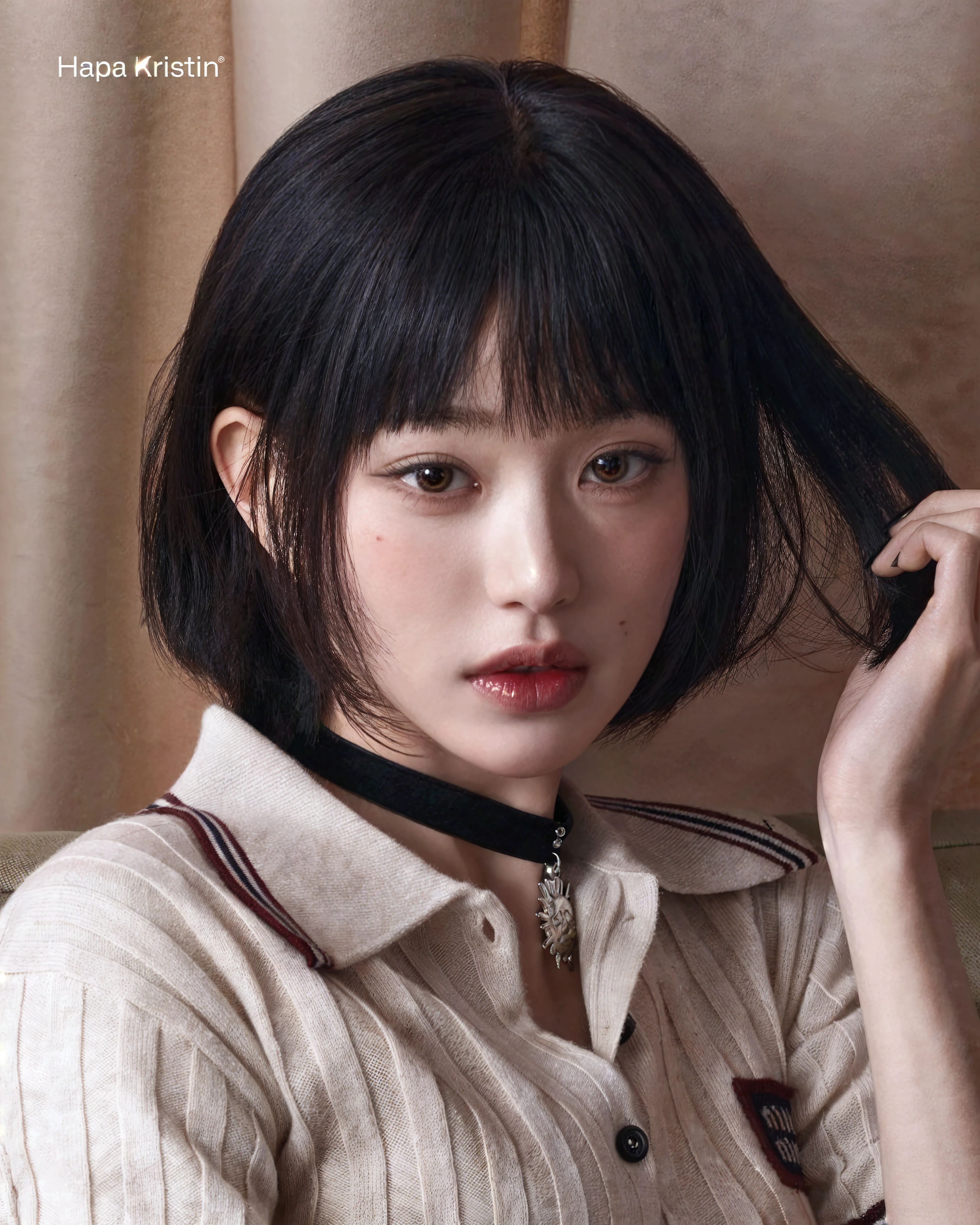 Arafed asian woman with a black hair and a white shirt - SeaArt AI