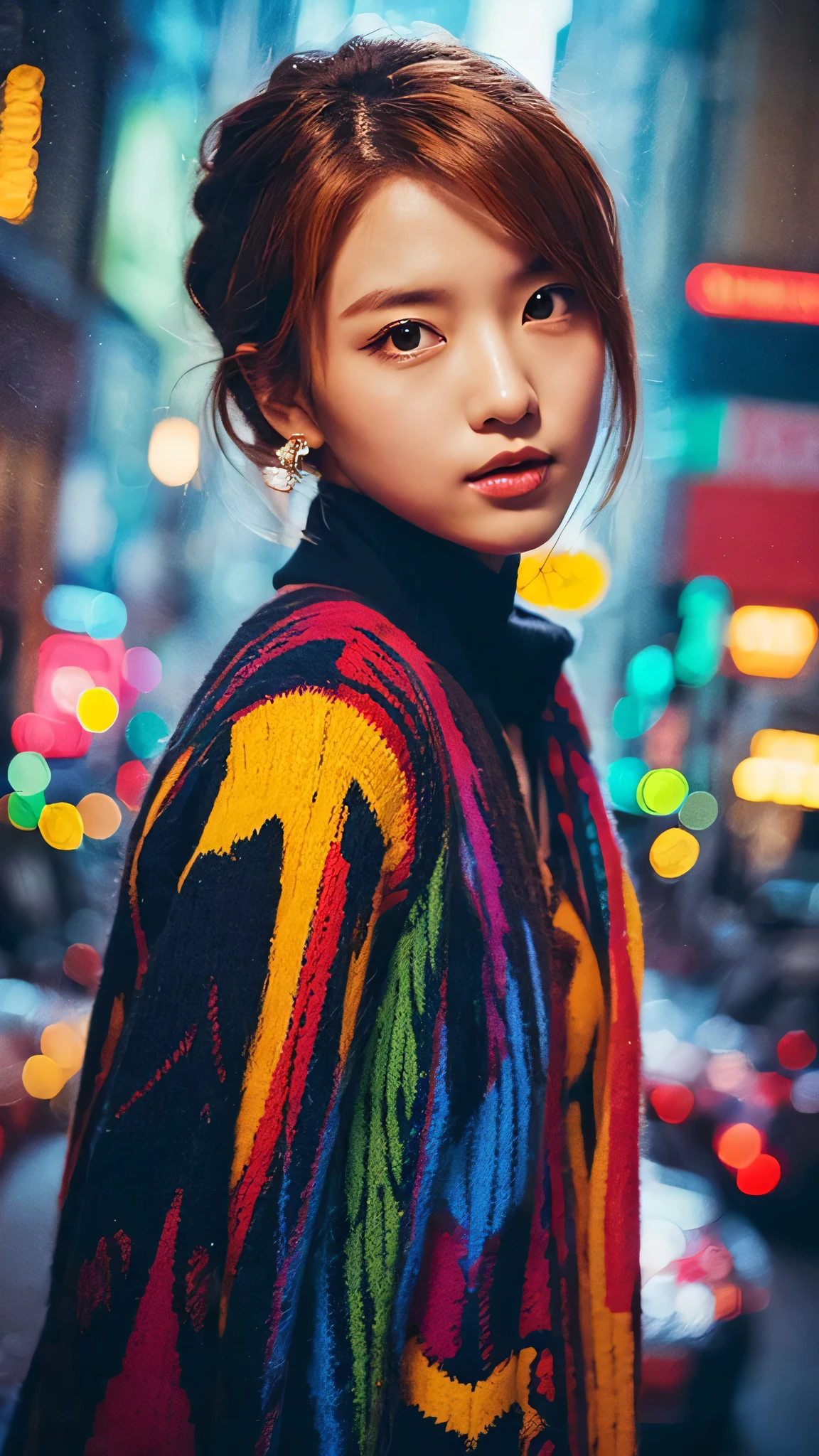 (masterpiece、highest quality、Official Art:1.2)、(colorful)、who should look'Watching、1 girl、Portraiture、alone、Colorful floating on water、Random sexy poses、peekaboo、Pun Pun、squat