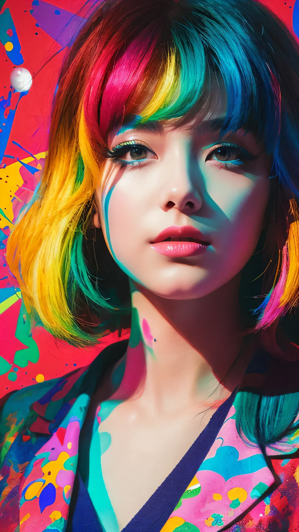 (masterpiece、highest quality、Official Art:1.2)、(colorful)、who should look'Watching、1 girl、Portraiture、alone、Colorful floating on water、Random sexy poses、peekaboo、Pun Pun、squat